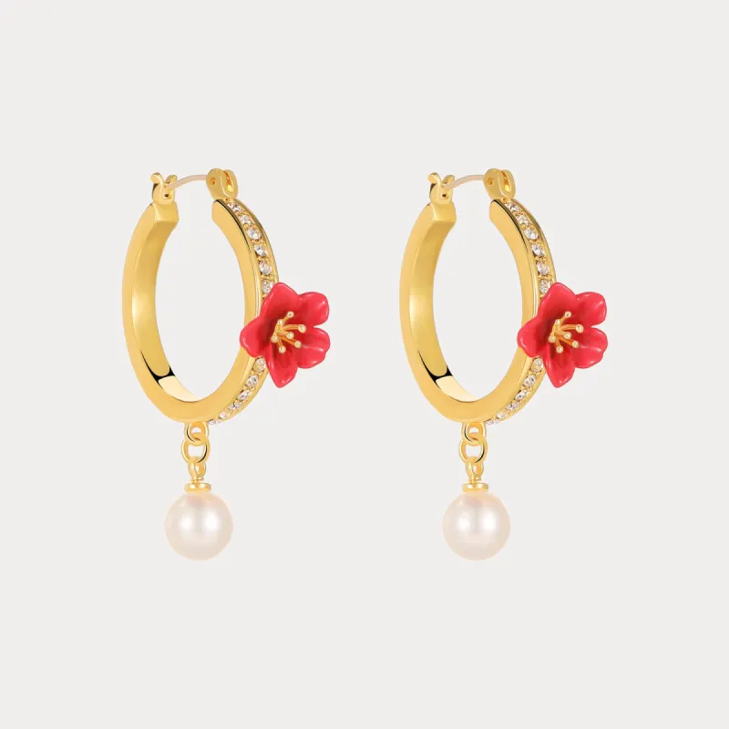 Begonia Flower Hoops Earrings sold by Selenichast