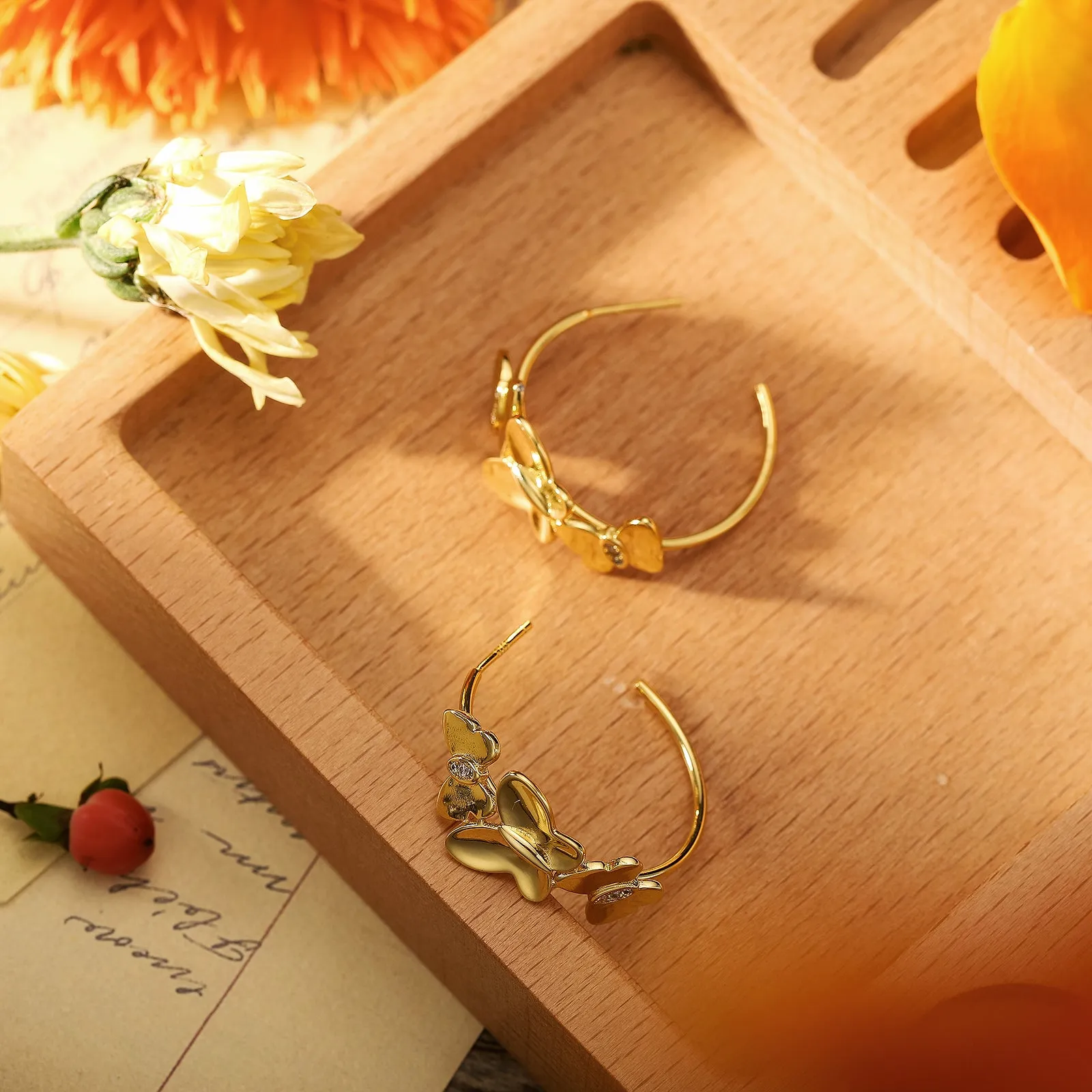 Butterfly Hoops Earrings sold by Selenichast product image thumbnail 3