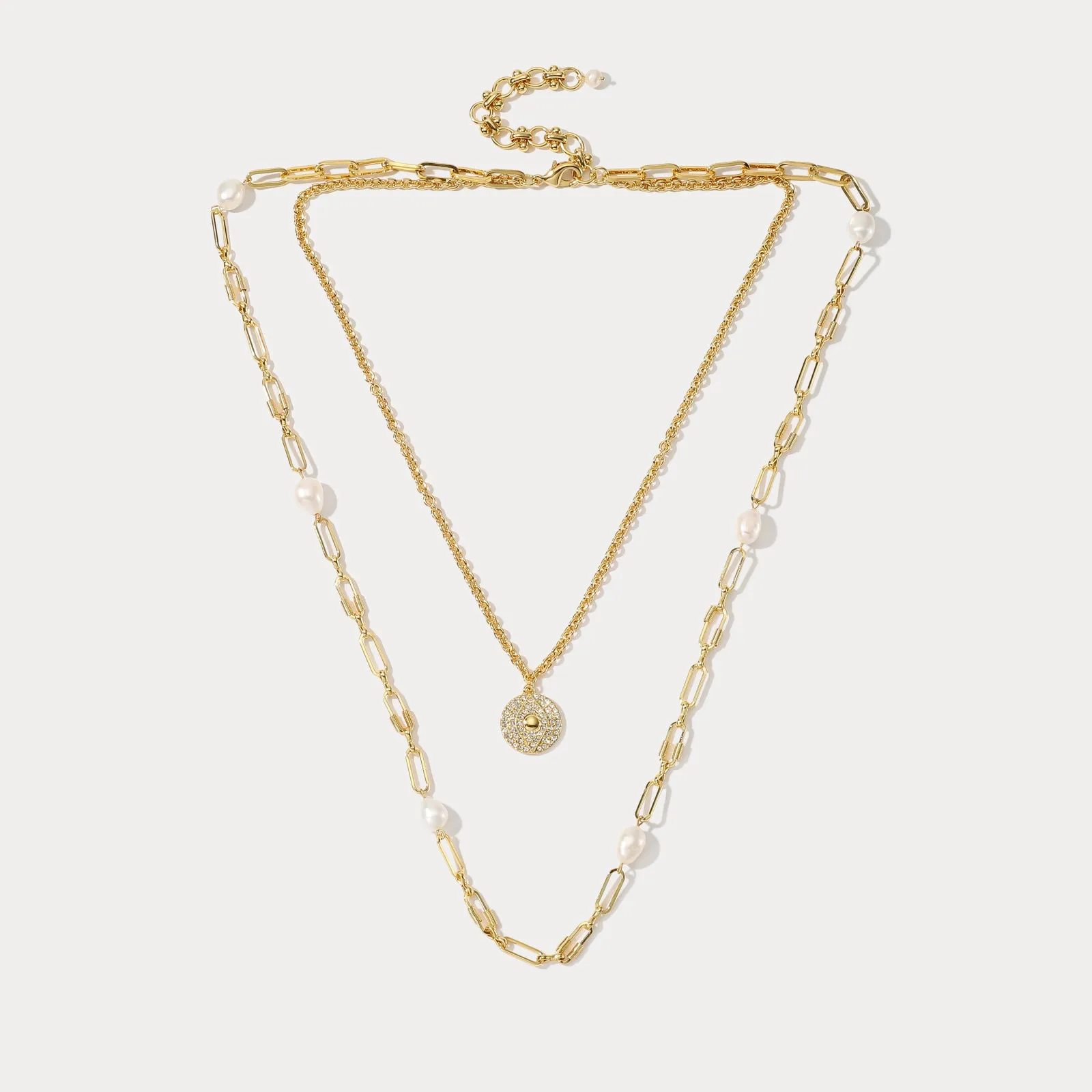 Evil Eye Pearl Layered Necklace sold by Selenichast product image thumbnail 5