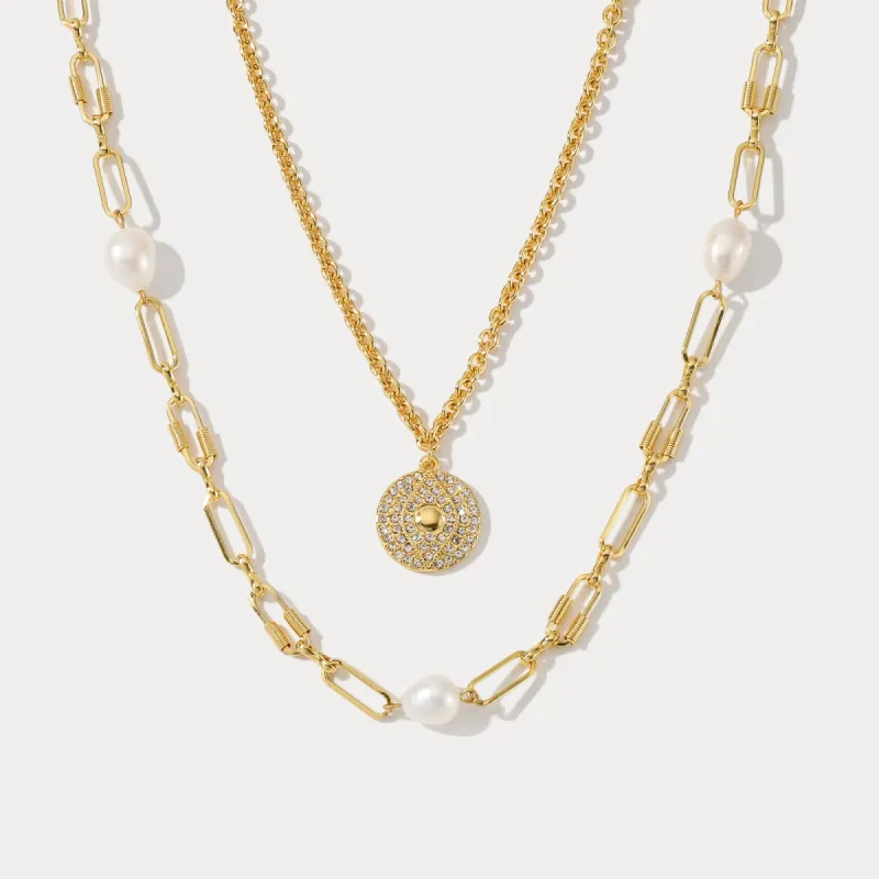 Evil Eye Pearl Layered Necklace sold by Selenichast