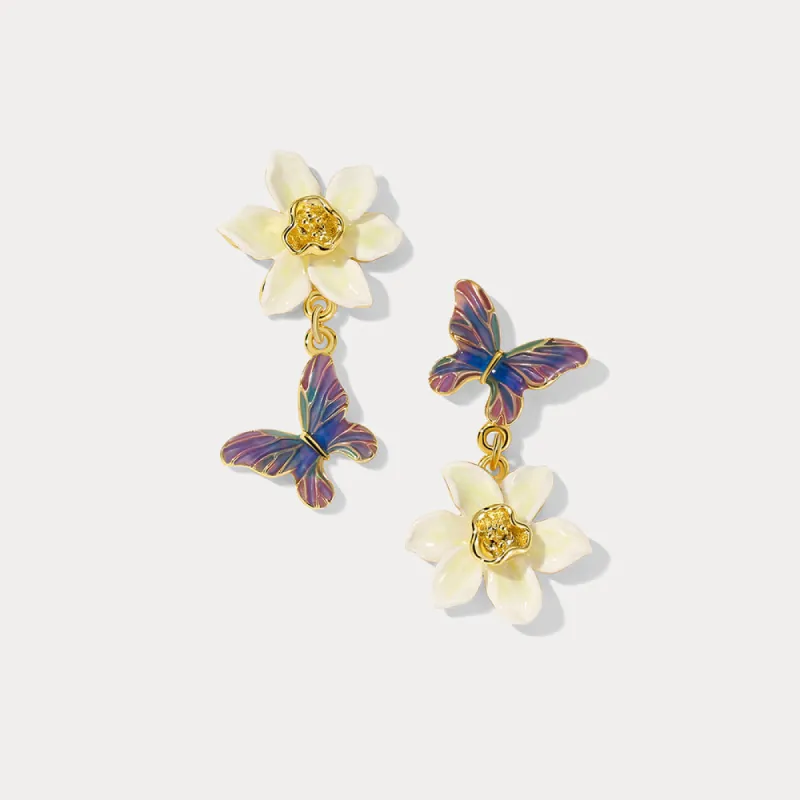 Daffodils & Butterfly Earrings sold by Selenichast