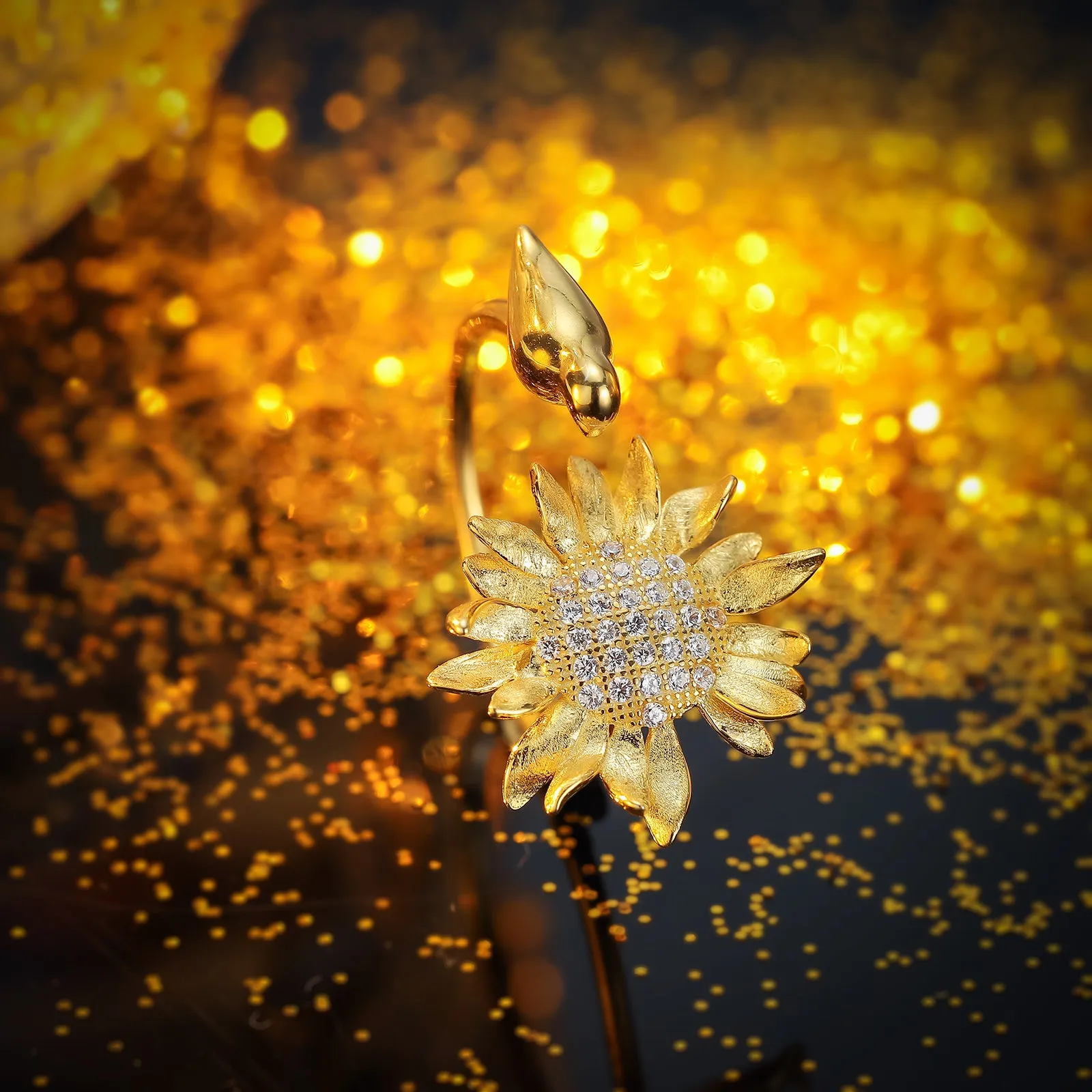 Sunflower & Bird Ring sold by Selenichast