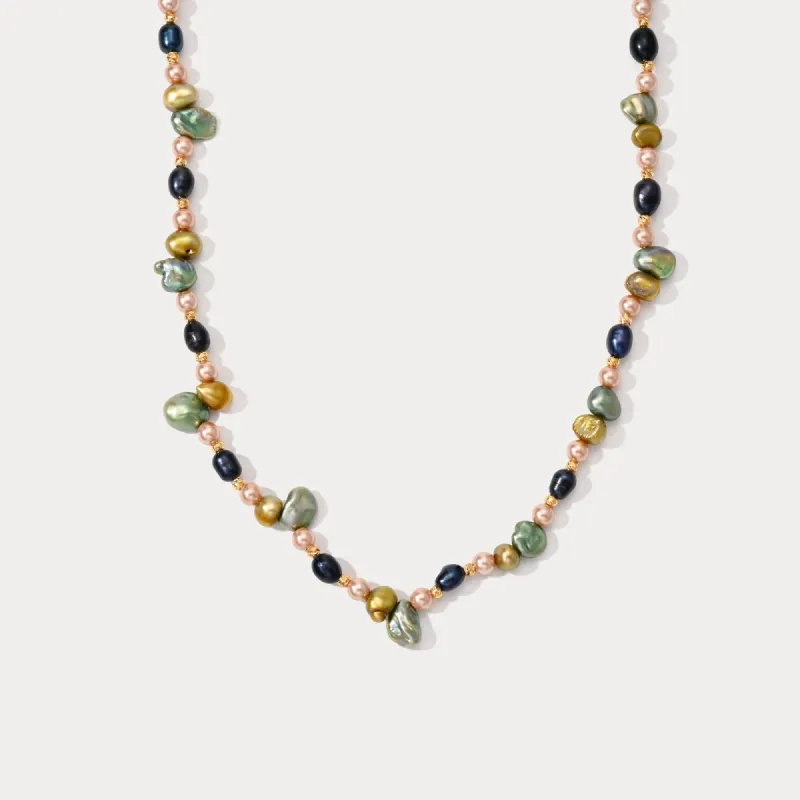 Boho Colorful Pearl Beaded Necklace sold by Selenichast