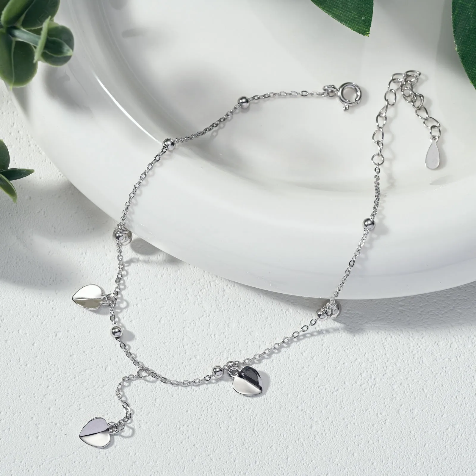 Silver Heart Charm Anklet sold by Selenichast product image thumbnail 5
