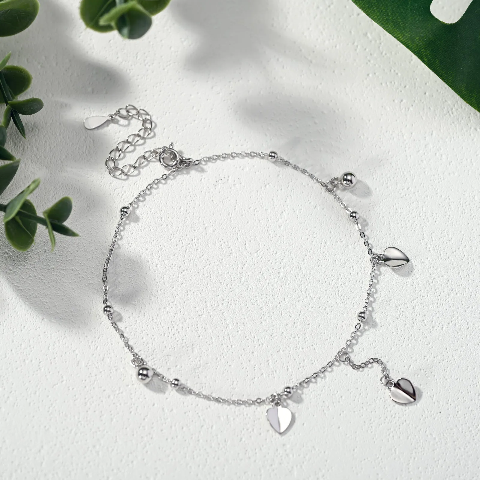Silver Heart Charm Anklet sold by Selenichast product image thumbnail 4