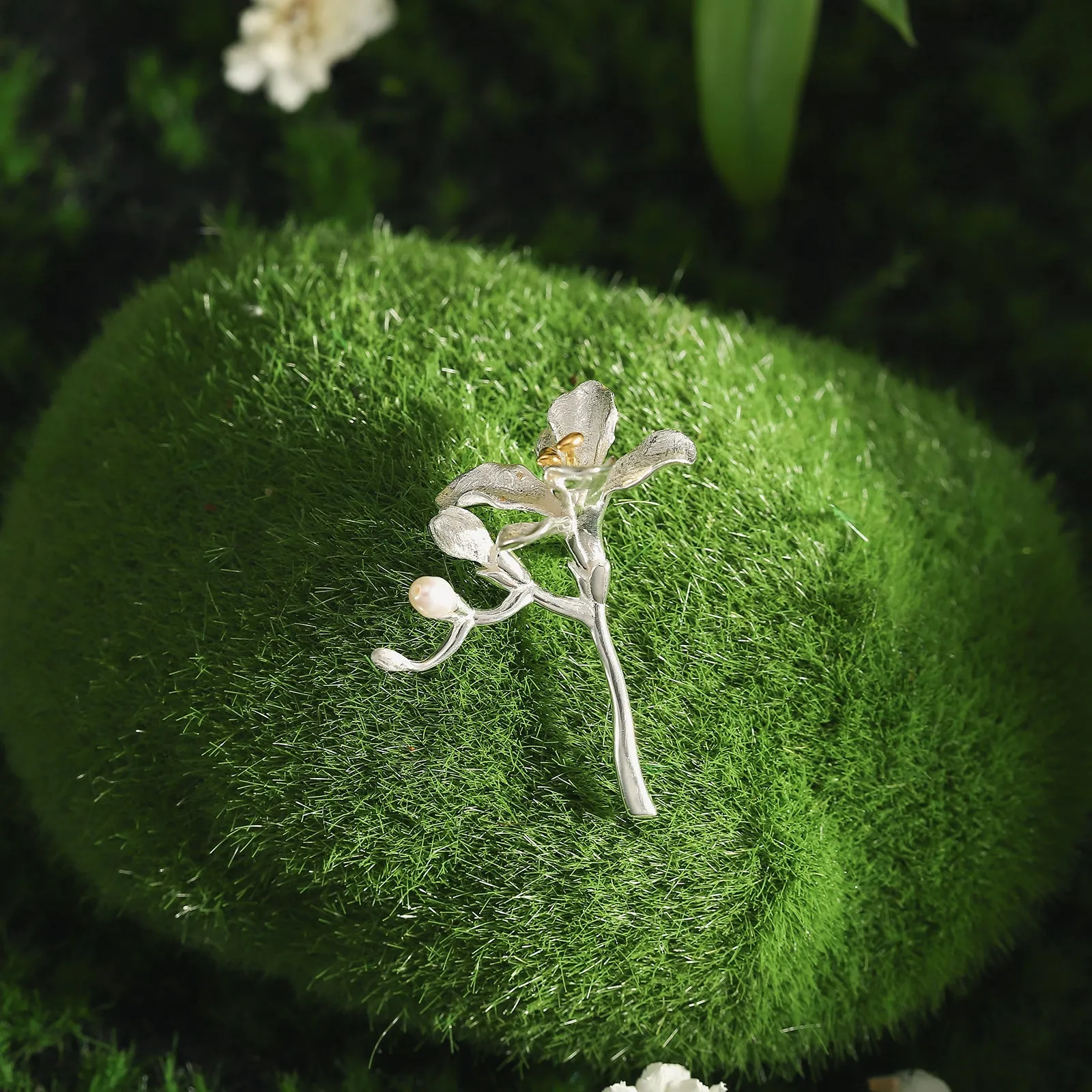 Silver Freesia Brooch sold by Selenichast product image thumbnail 3