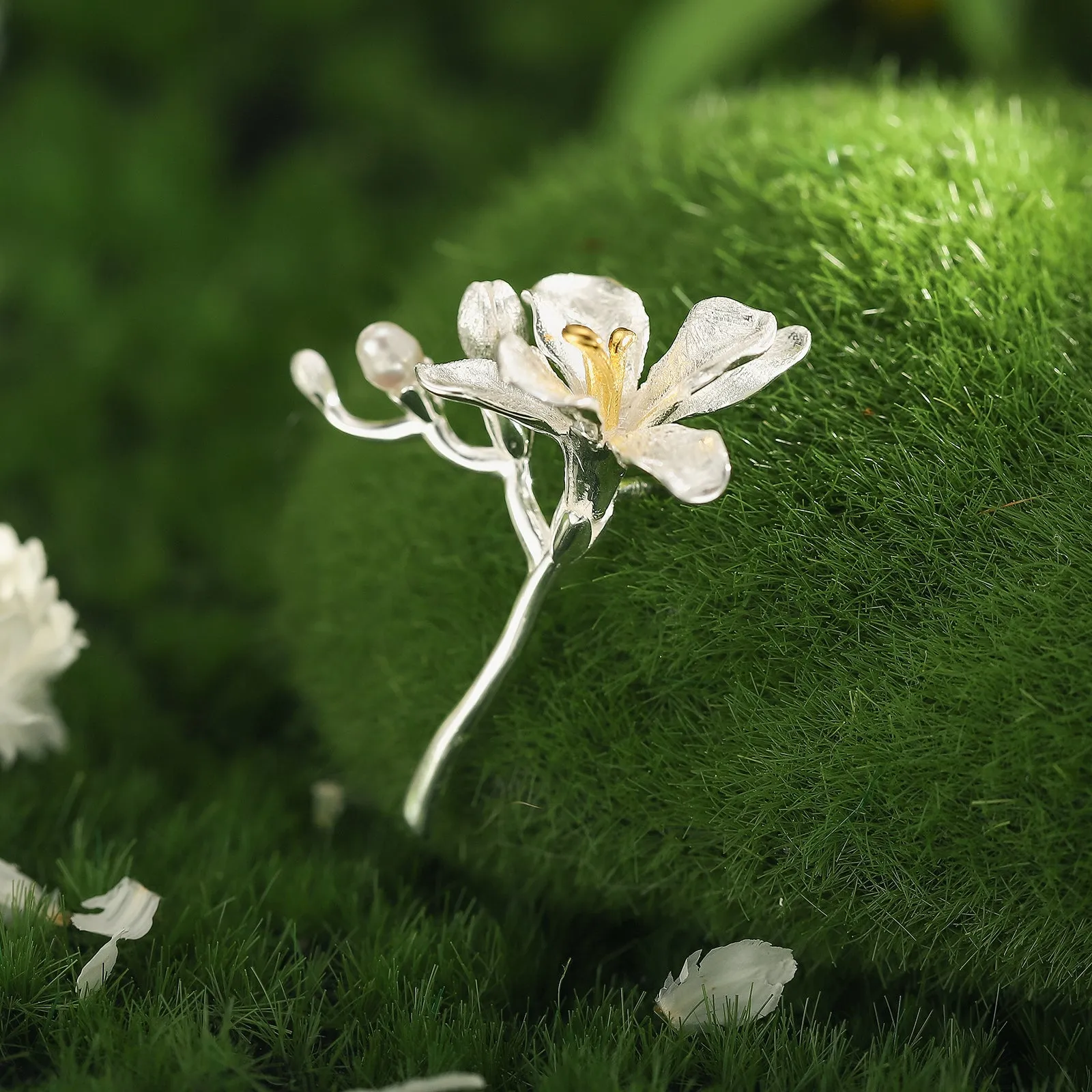 Silver Freesia Brooch sold by Selenichast product image thumbnail 2