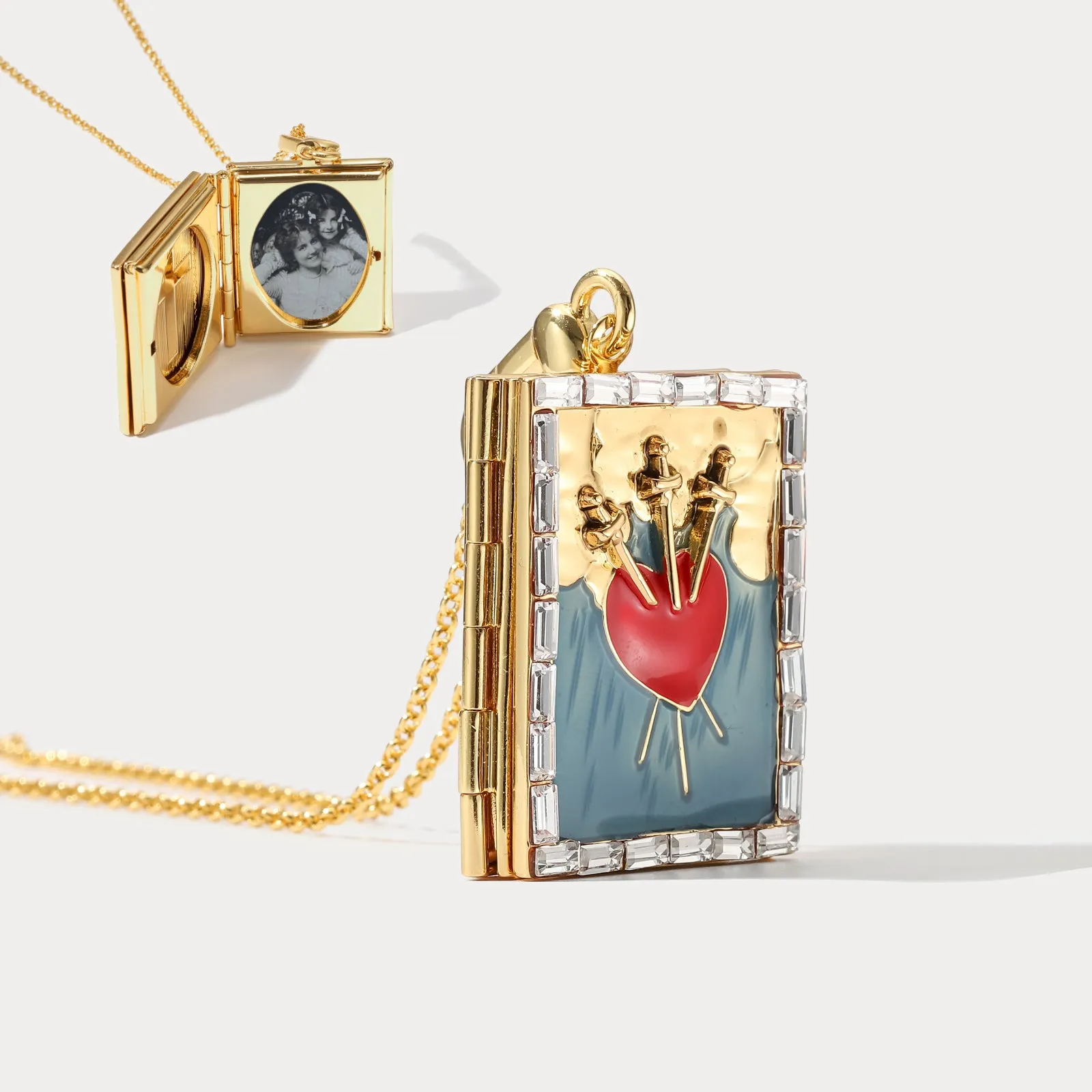 Tarot Locket Necklace - Three of Swords sold by Selenichast