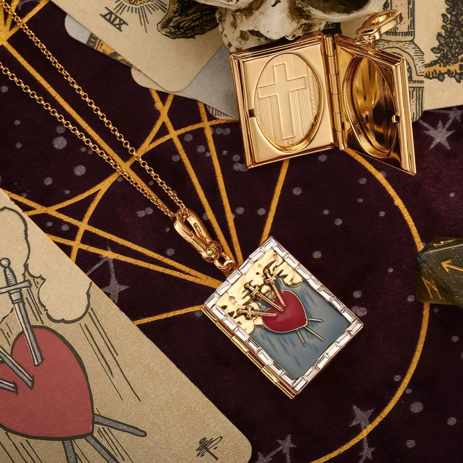 Tarot Locket Necklace - Three of Swords sold by Selenichast product image thumbnail 4