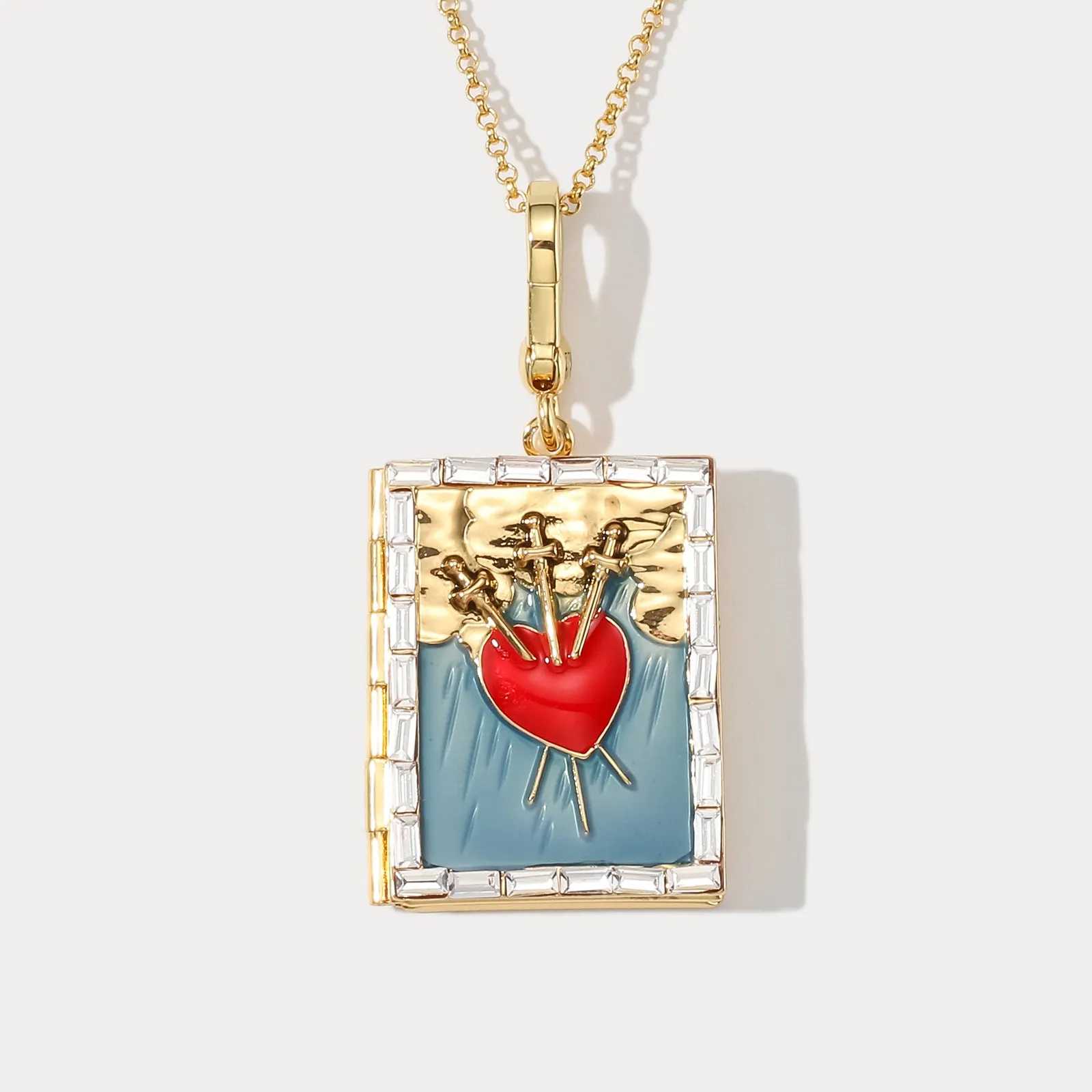 Tarot Locket Necklace - Three of Swords sold by Selenichast product image thumbnail 2
