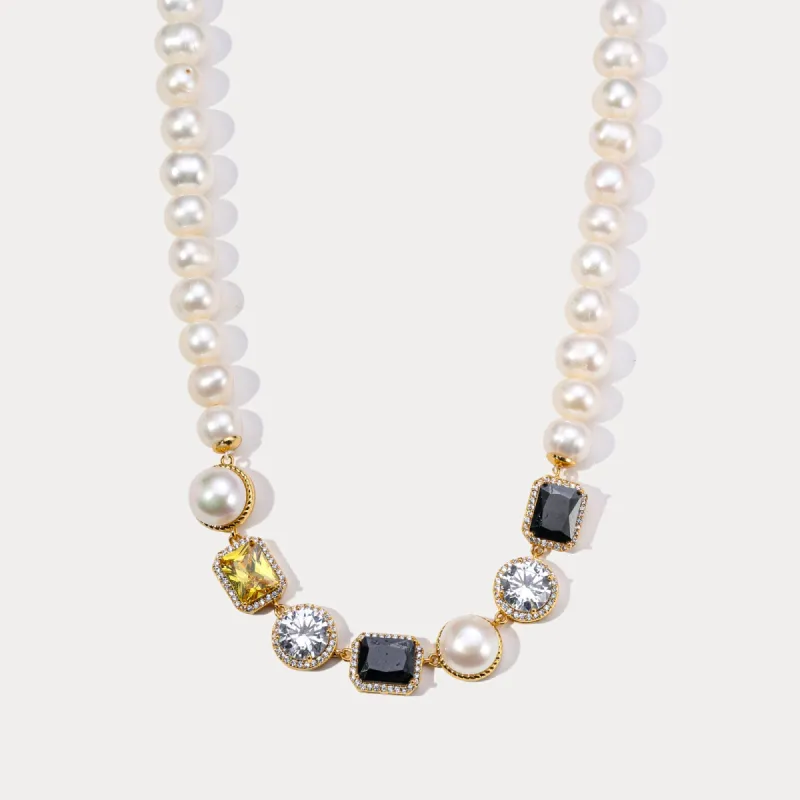 Colorful Gemstone Pearl Necklace sold by Selenichast
