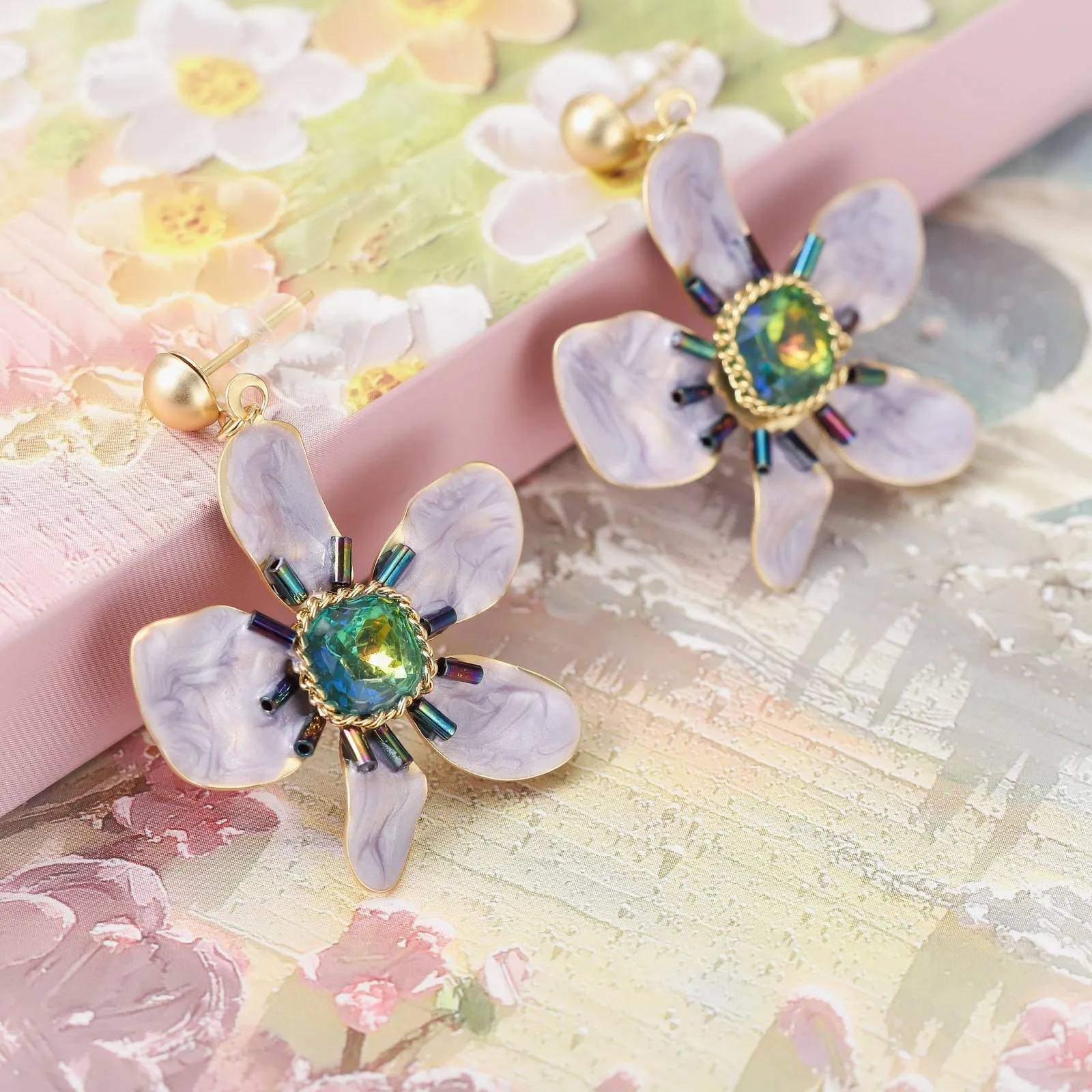 Misty Lilac Oil Painting Earrings sold by Selenichast product image thumbnail 5