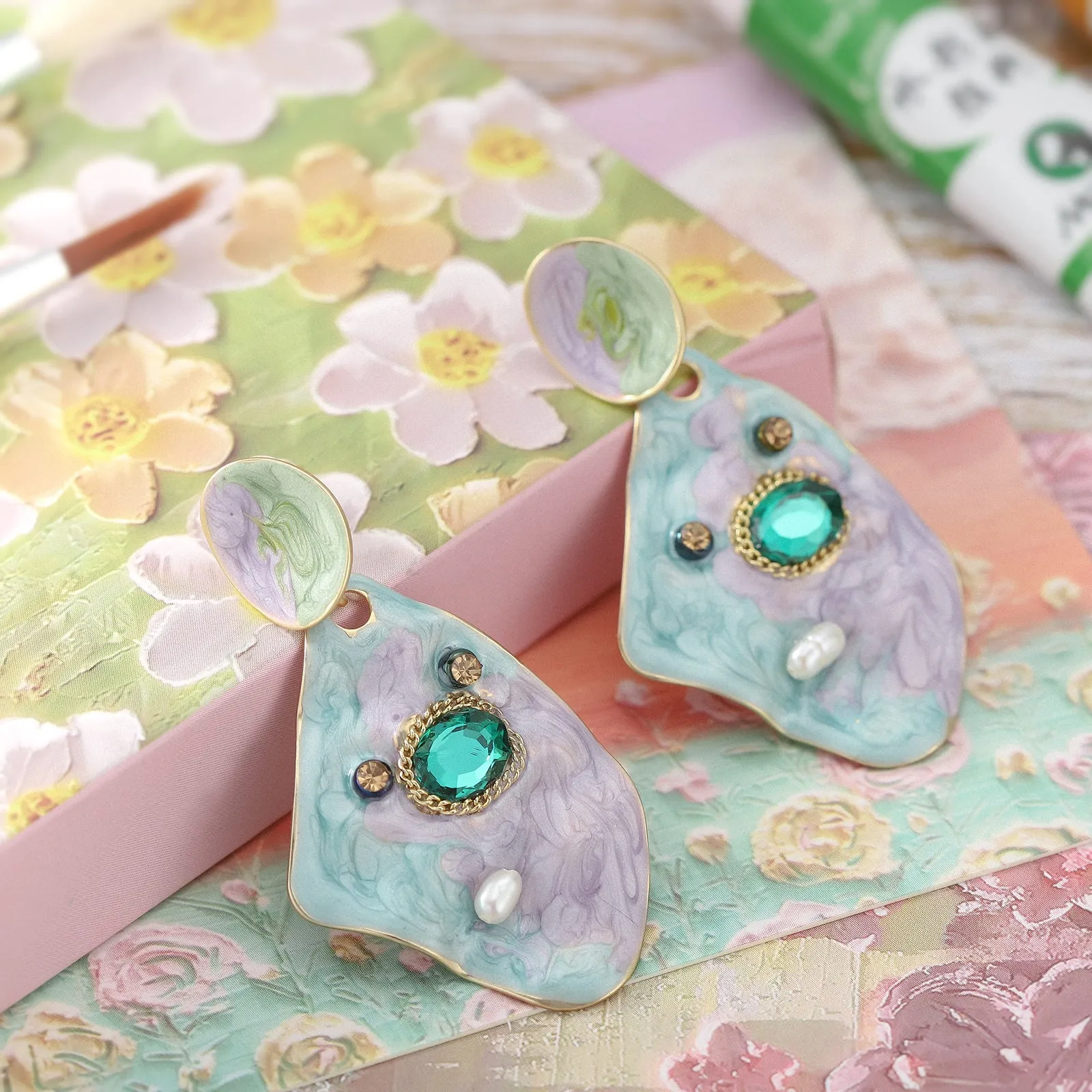 Violet Haze Oil Painting Earrings sold by Selenichast product image thumbnail 3
