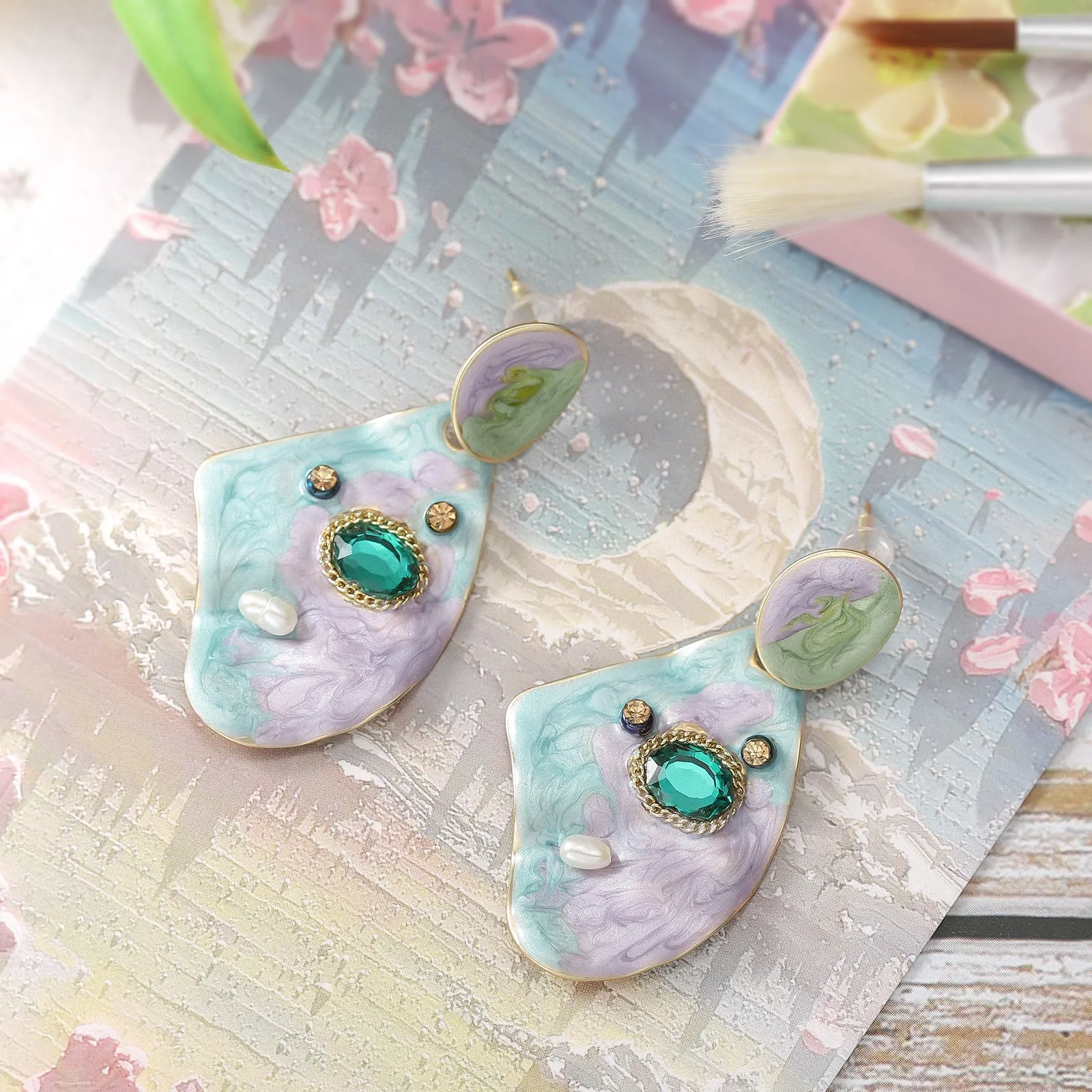 Violet Haze Oil Painting Earrings sold by Selenichast product image thumbnail 2