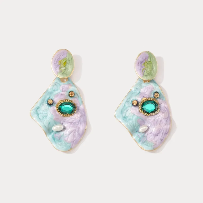 Violet Haze Oil Painting Earrings made by Selenichast