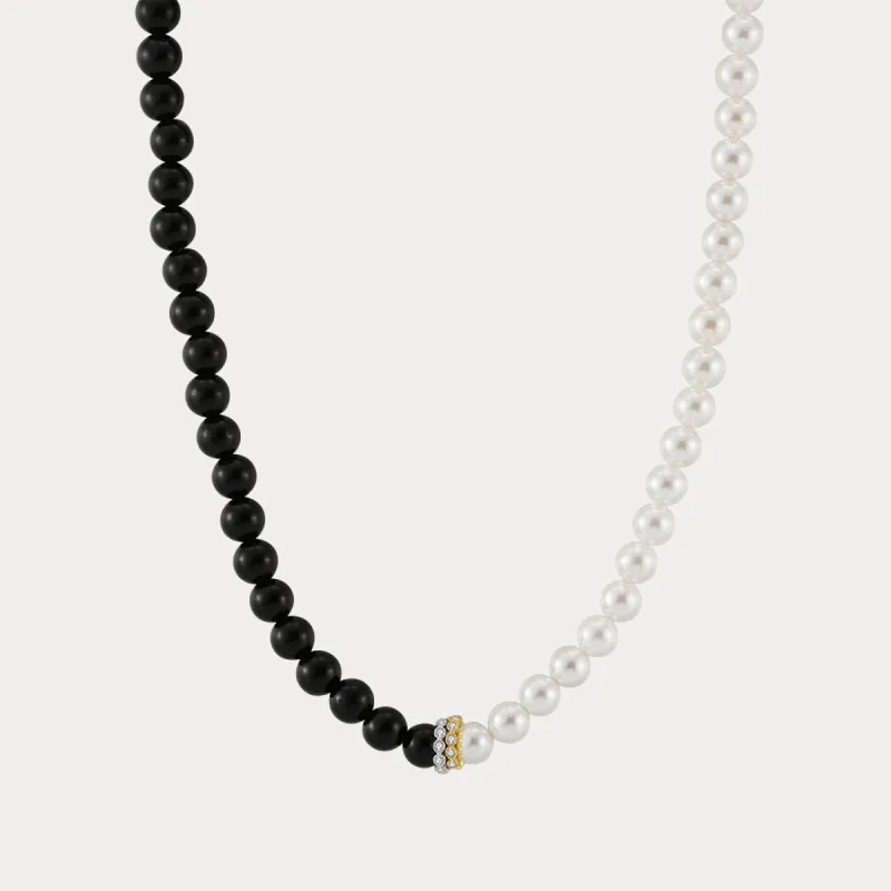 Obsidian Pearl Necklace sold by Selenichast
