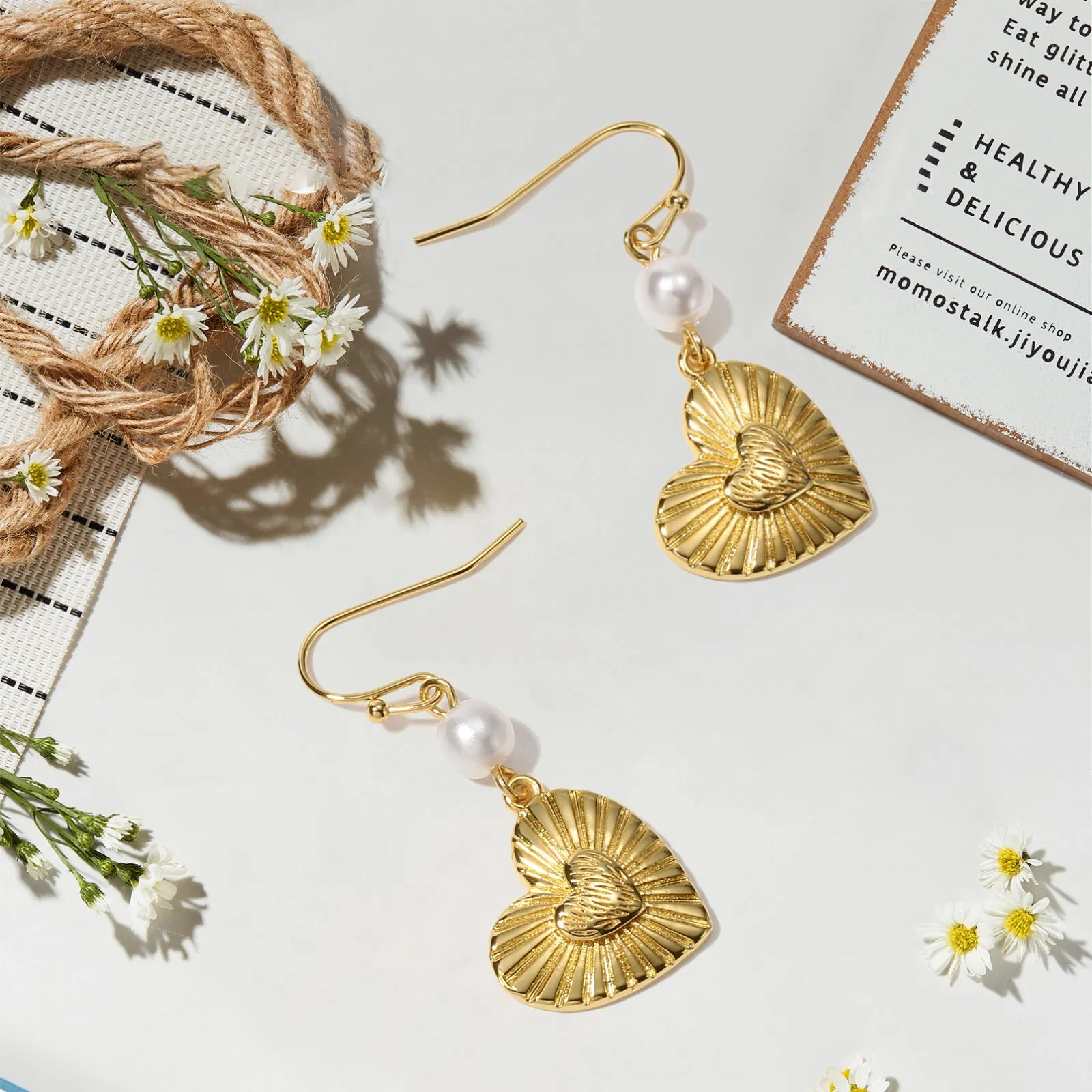 Heart Pearl Drop Earrings sold by Selenichast