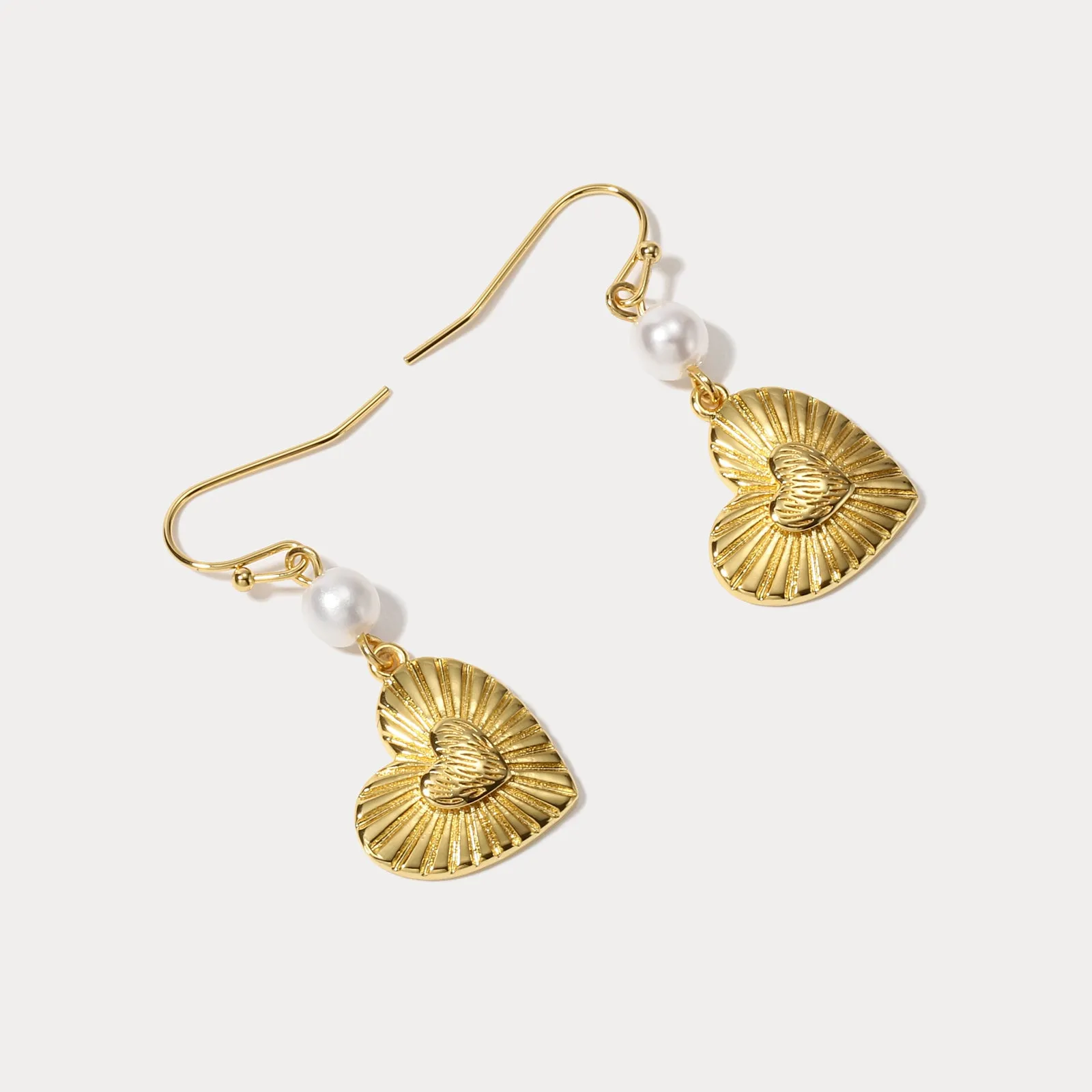 Heart Pearl Drop Earrings sold by Selenichast product image thumbnail 3