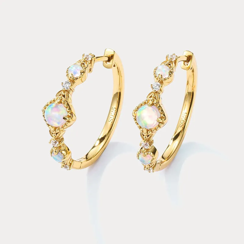 Opal Hoop Earrings sold by Selenichast
