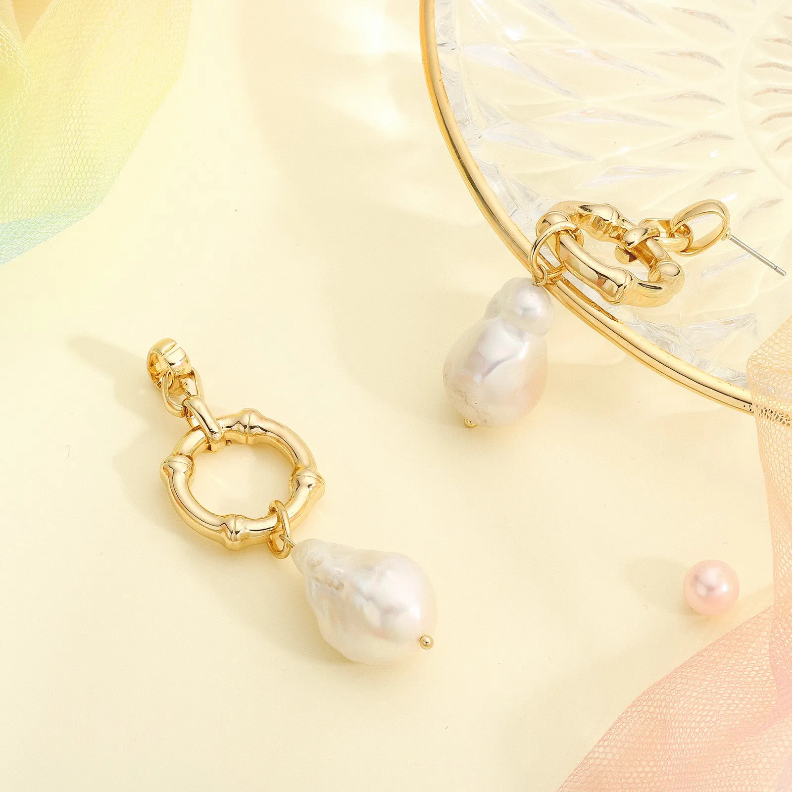 Baroque Pearl Hollow Earrings sold by Selenichast product image thumbnail 2