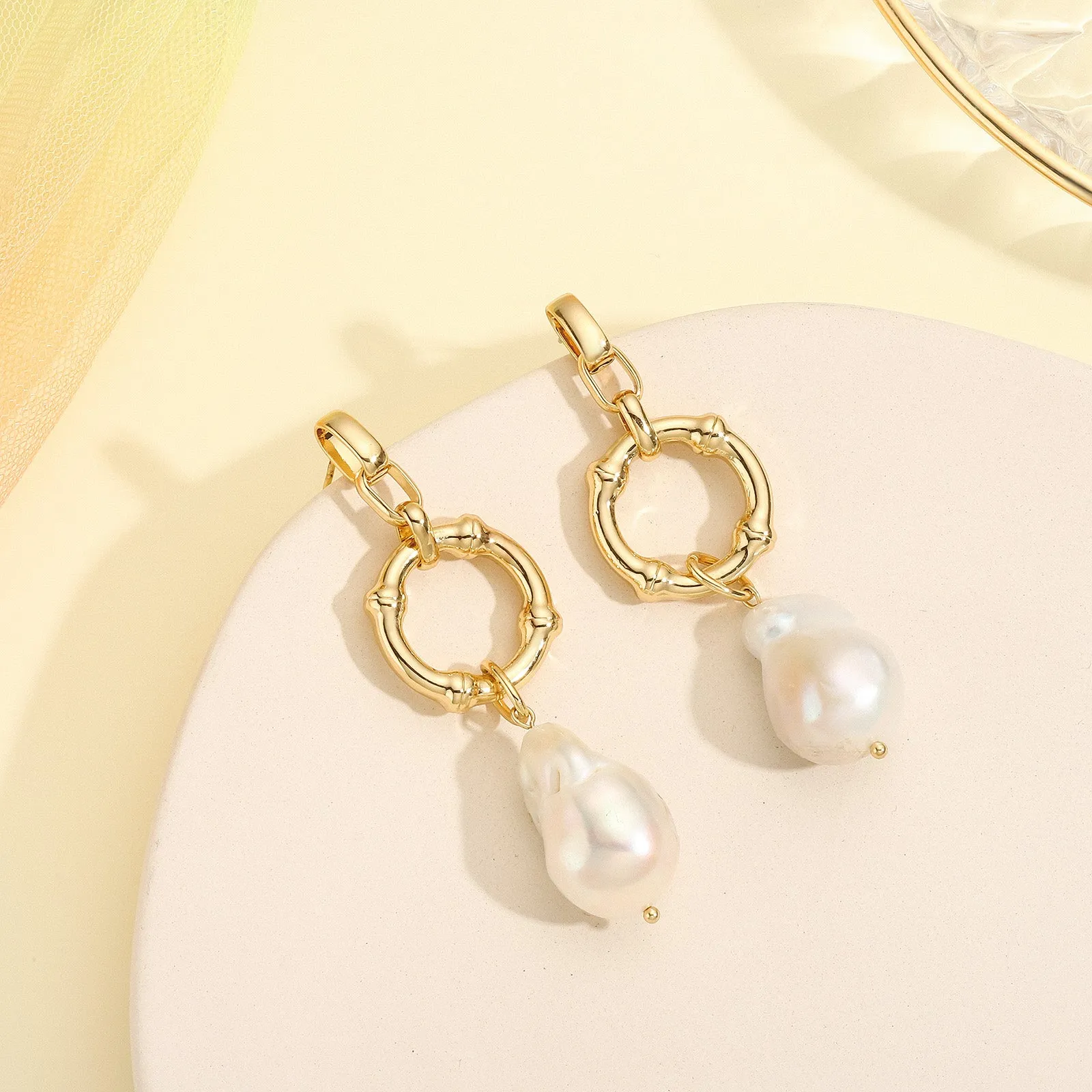 Baroque Pearl Hollow Earrings sold by Selenichast product image thumbnail 5