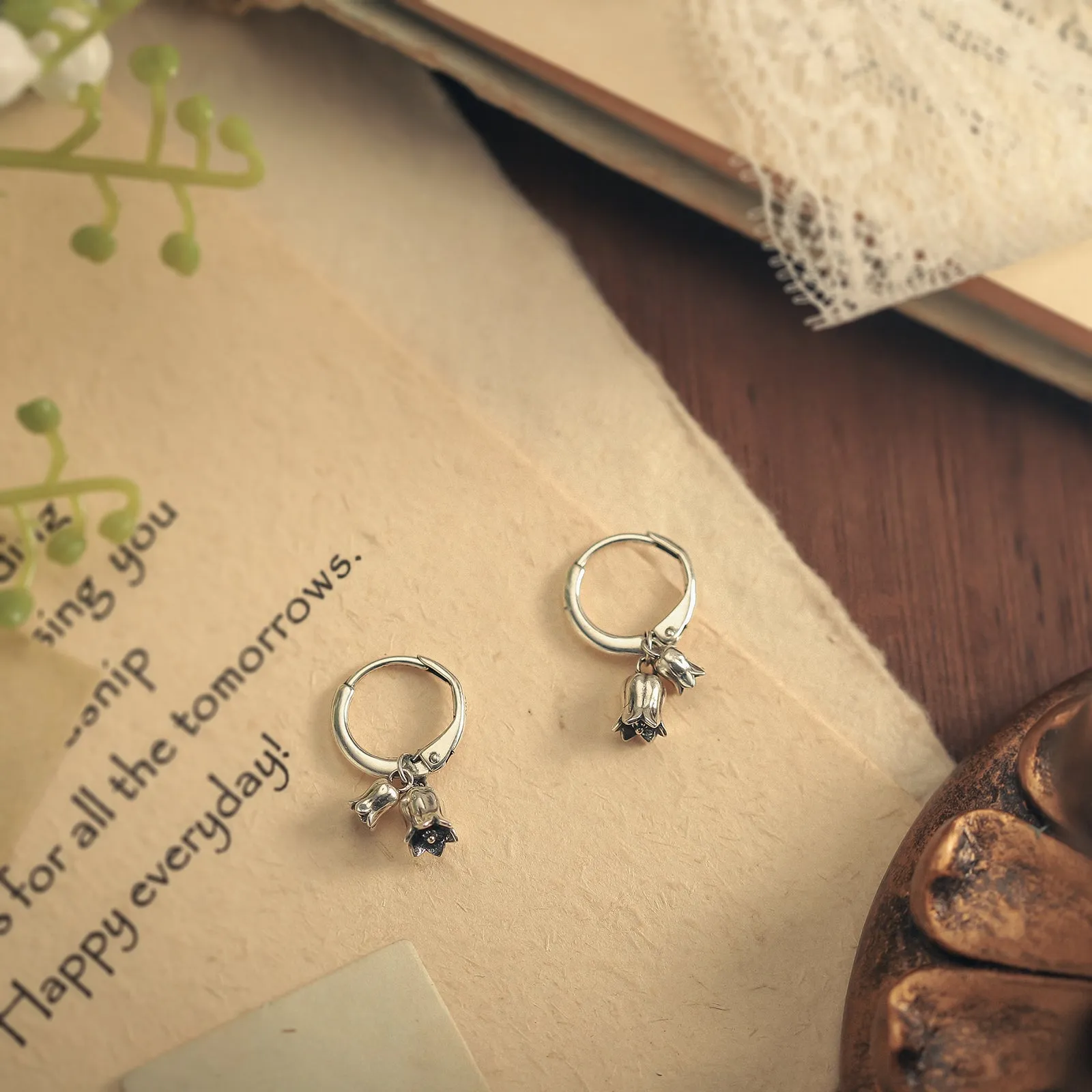 Lily Of The Valley Silver Earrings sold by Selenichast product image thumbnail 5