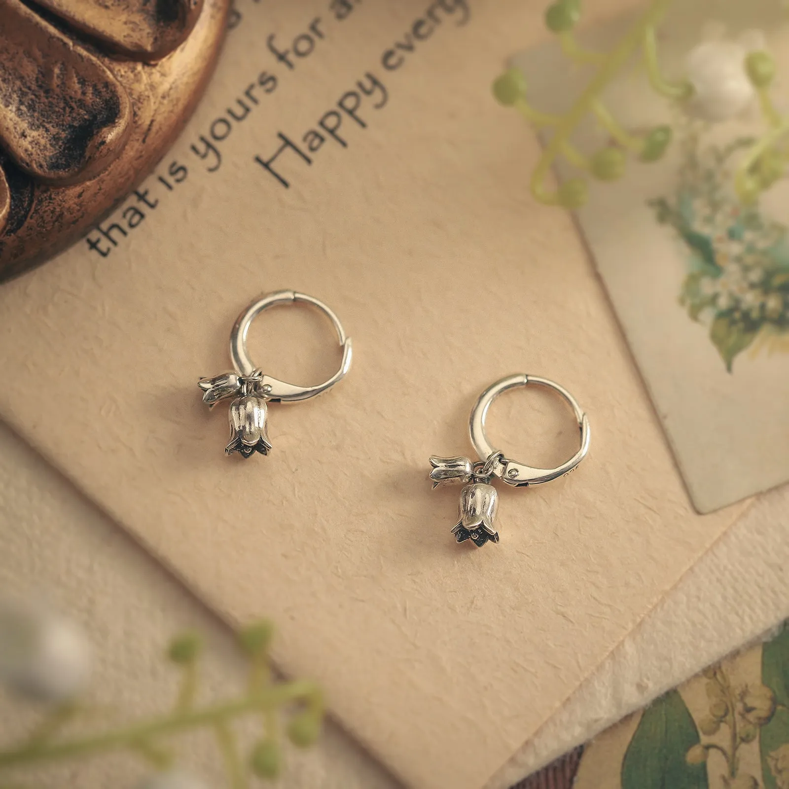 Lily Of The Valley Silver Earrings sold by Selenichast product image thumbnail 2