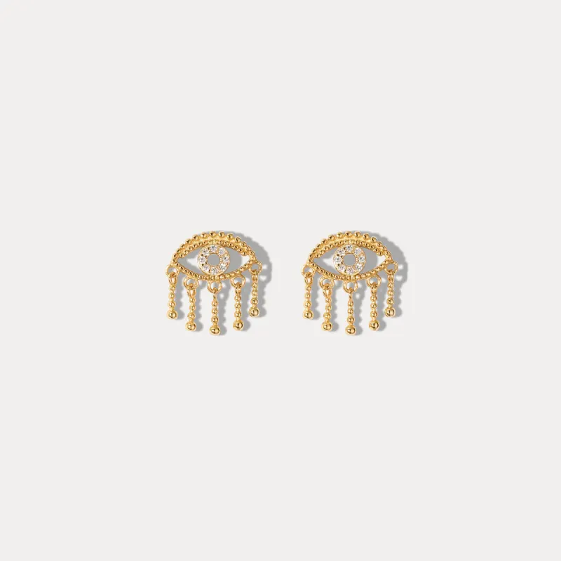 Diamond Eye Tassel Stud Earrings sold by Selenichast