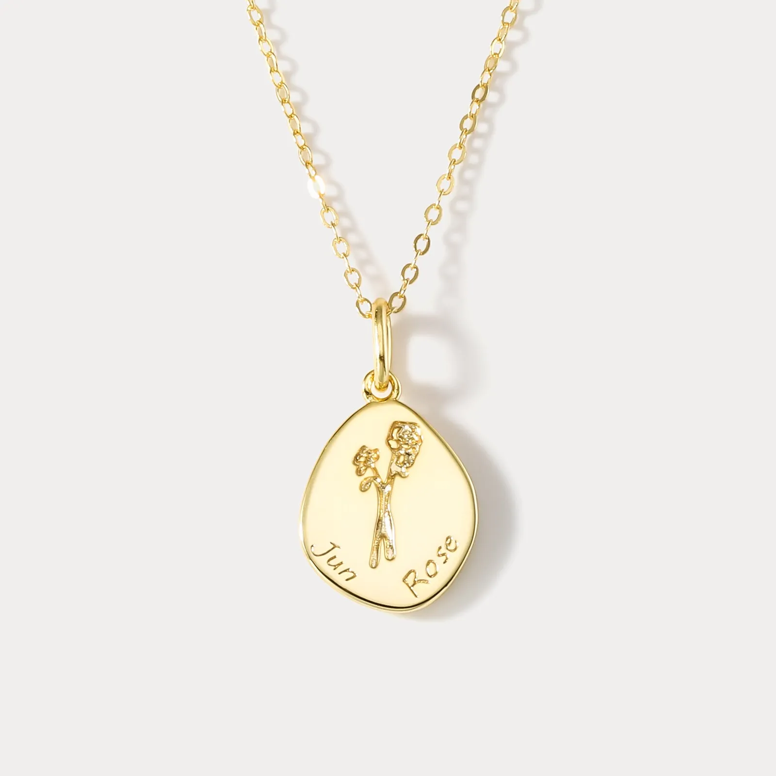 Silver Rose Birth Flower Necklace-June sold by Selenichast