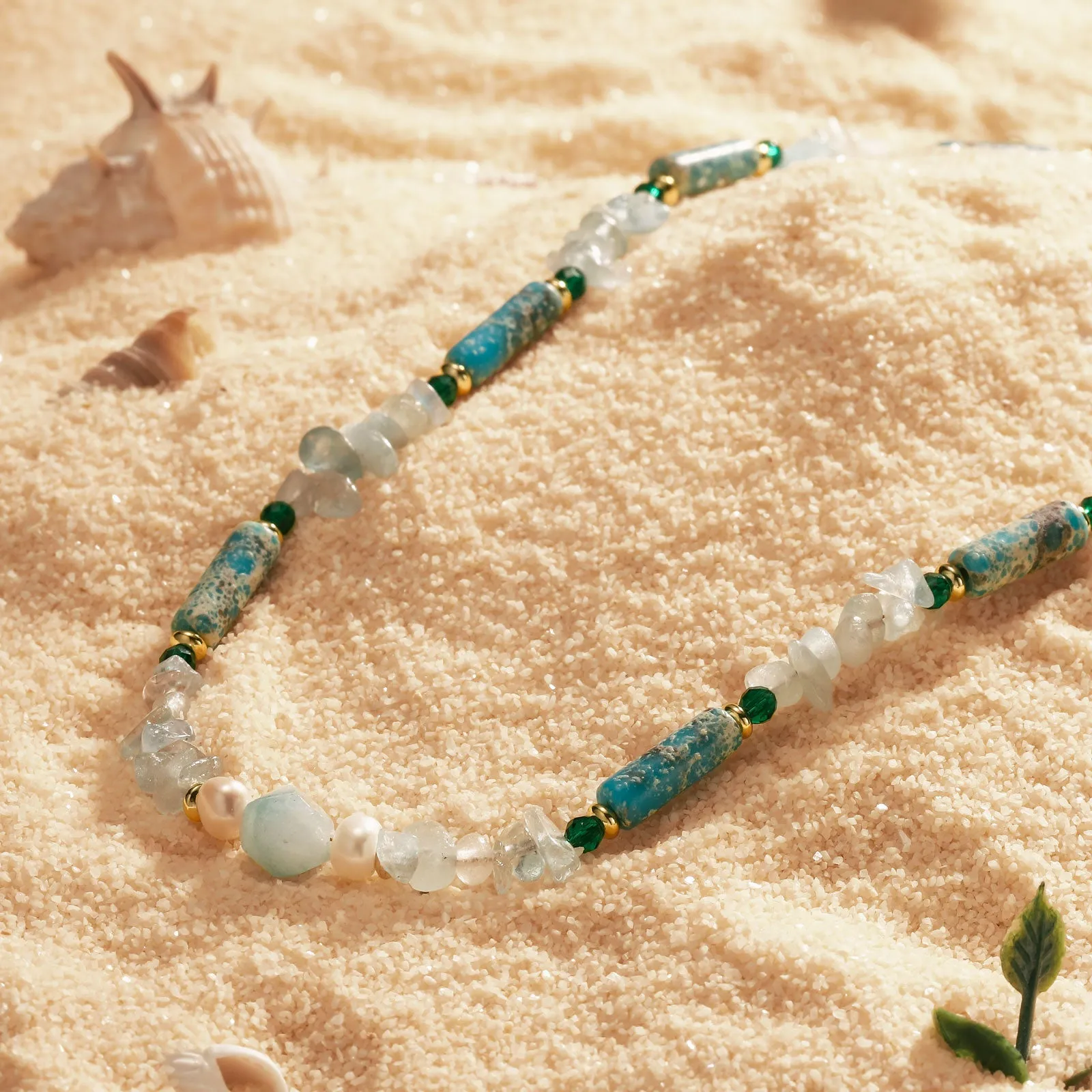 Blue Quartz Chip Stone Beaded Necklace sold by Selenichast product image thumbnail 2