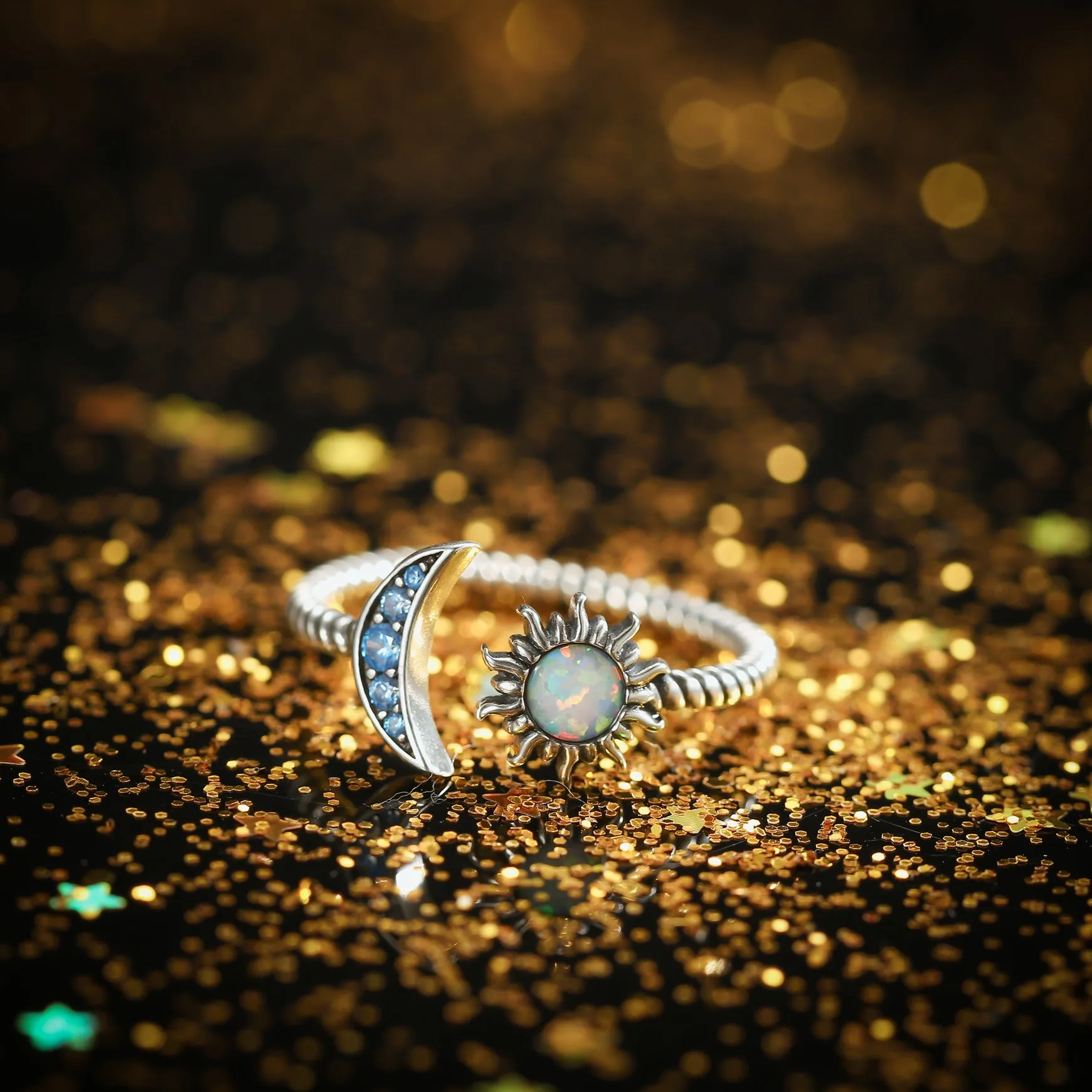 Opal Sun & Moon Ring sold by Selenichast product image thumbnail 4