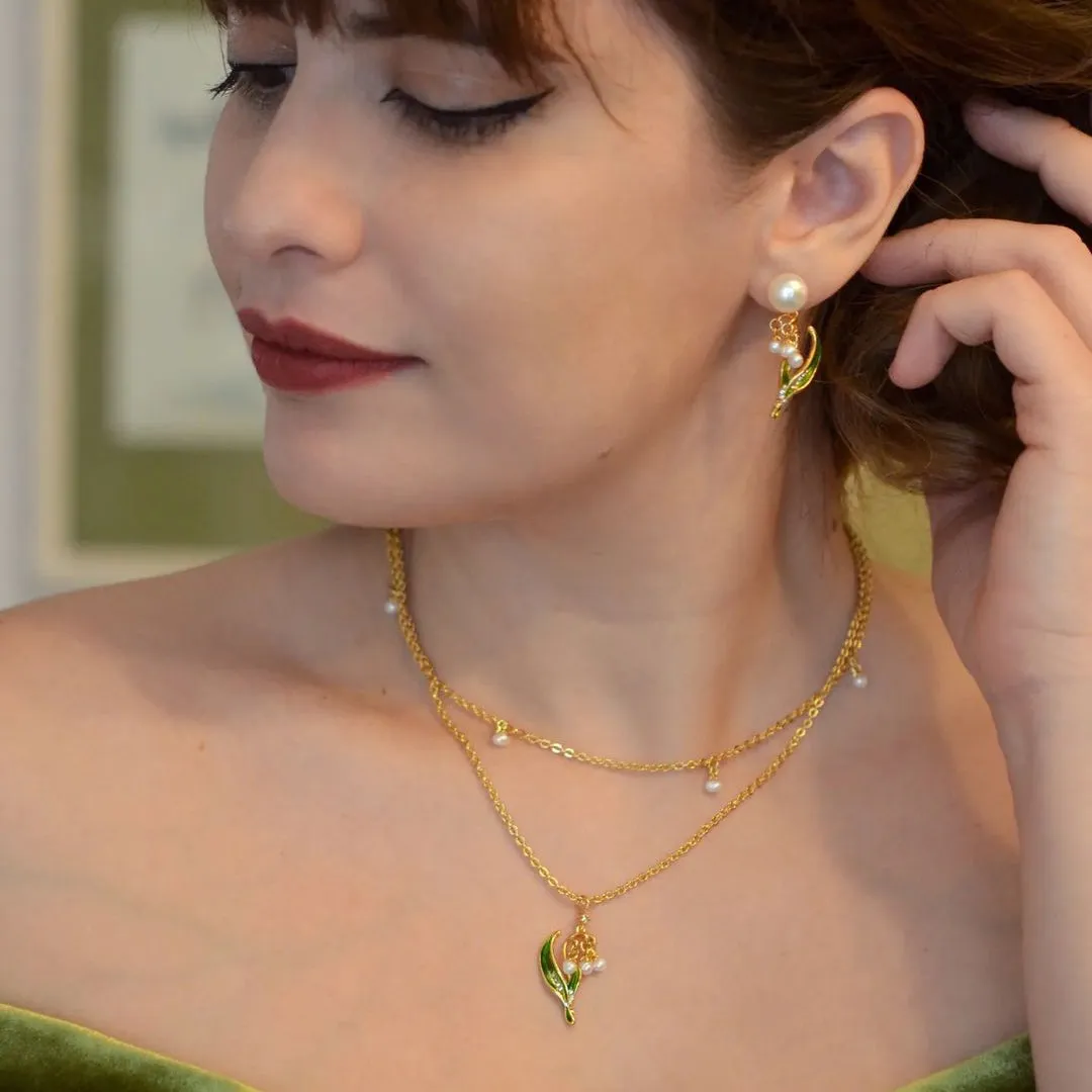 Lily Of The Valley Enamel Necklace sold by Selenichast product image thumbnail 3
