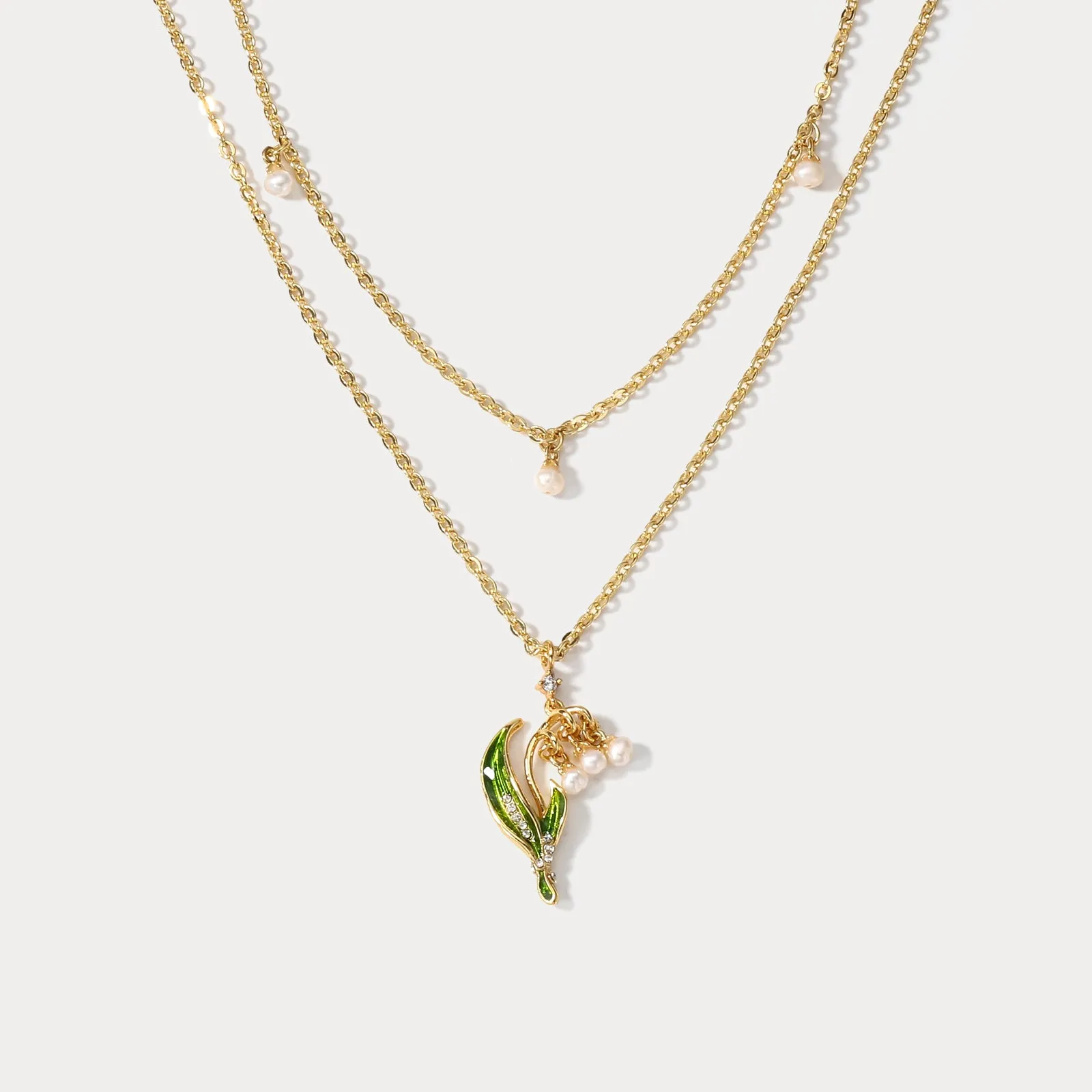 Lily Of The Valley Enamel Necklace sold by Selenichast product image thumbnail 2