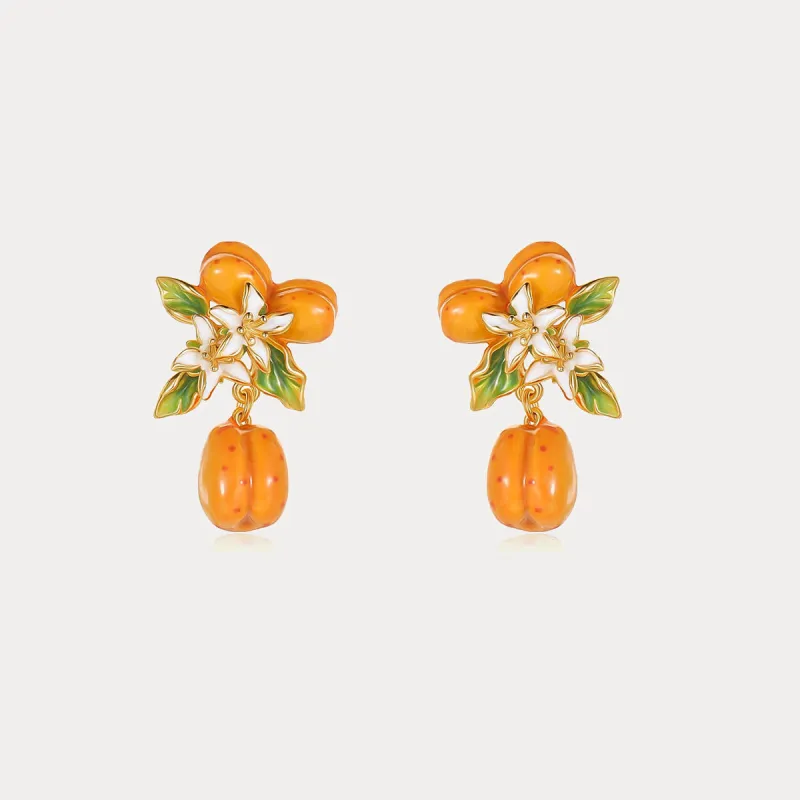 Golden Plum Flower Earrings sold by Selenichast