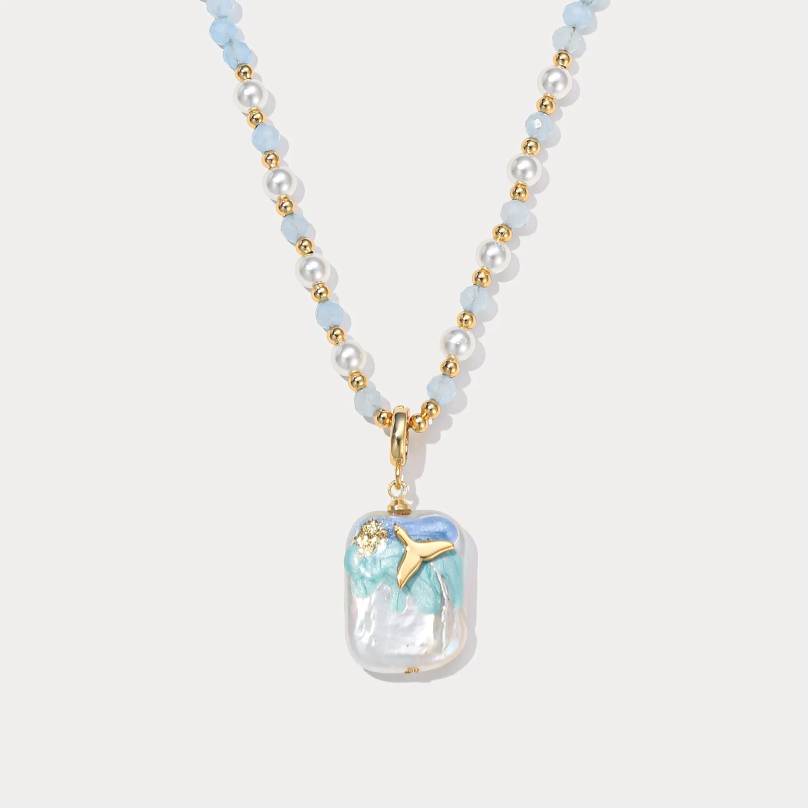 Mermaid Tail Pearl Necklace sold by Selenichast
