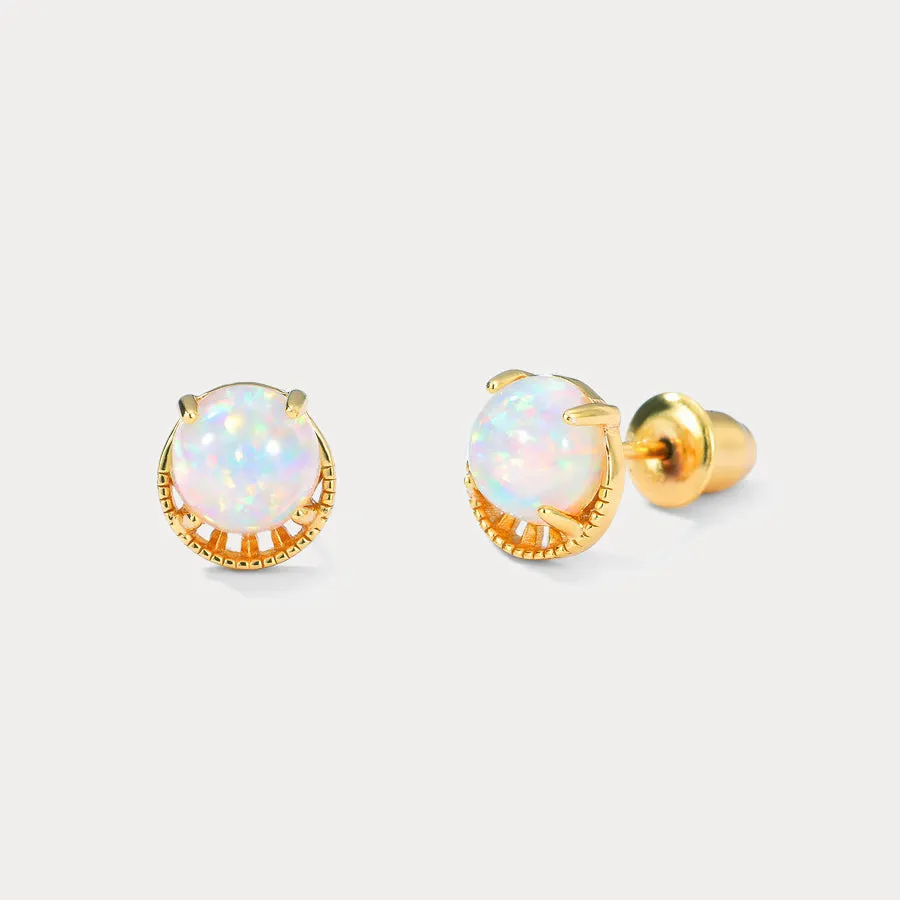 Opal Round Studs Earrings sold by Selenichast product image thumbnail 3