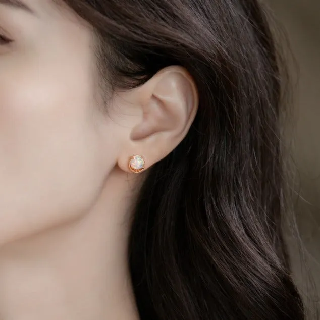 Opal Round Studs Earrings sold by Selenichast product image thumbnail 2