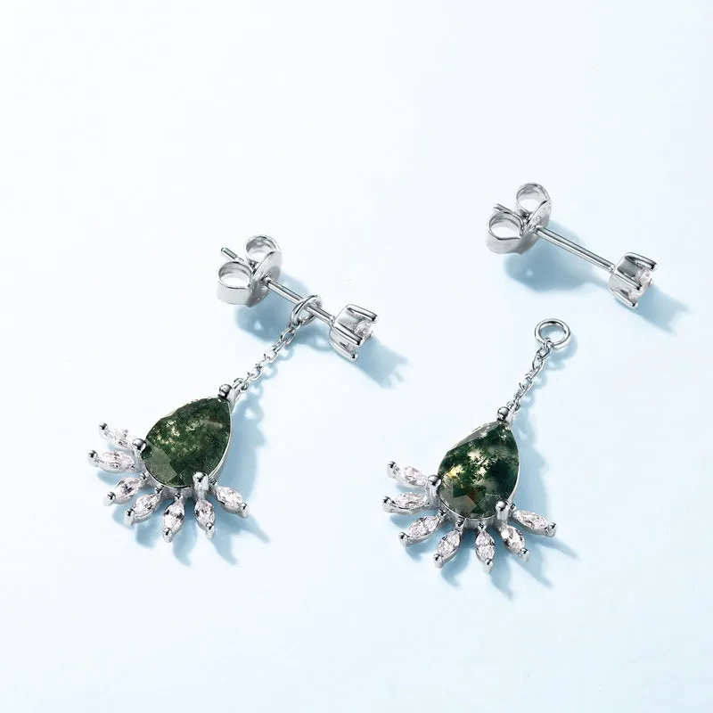 Moss Agate Drop Earrings sold by Selenichast product image thumbnail 3