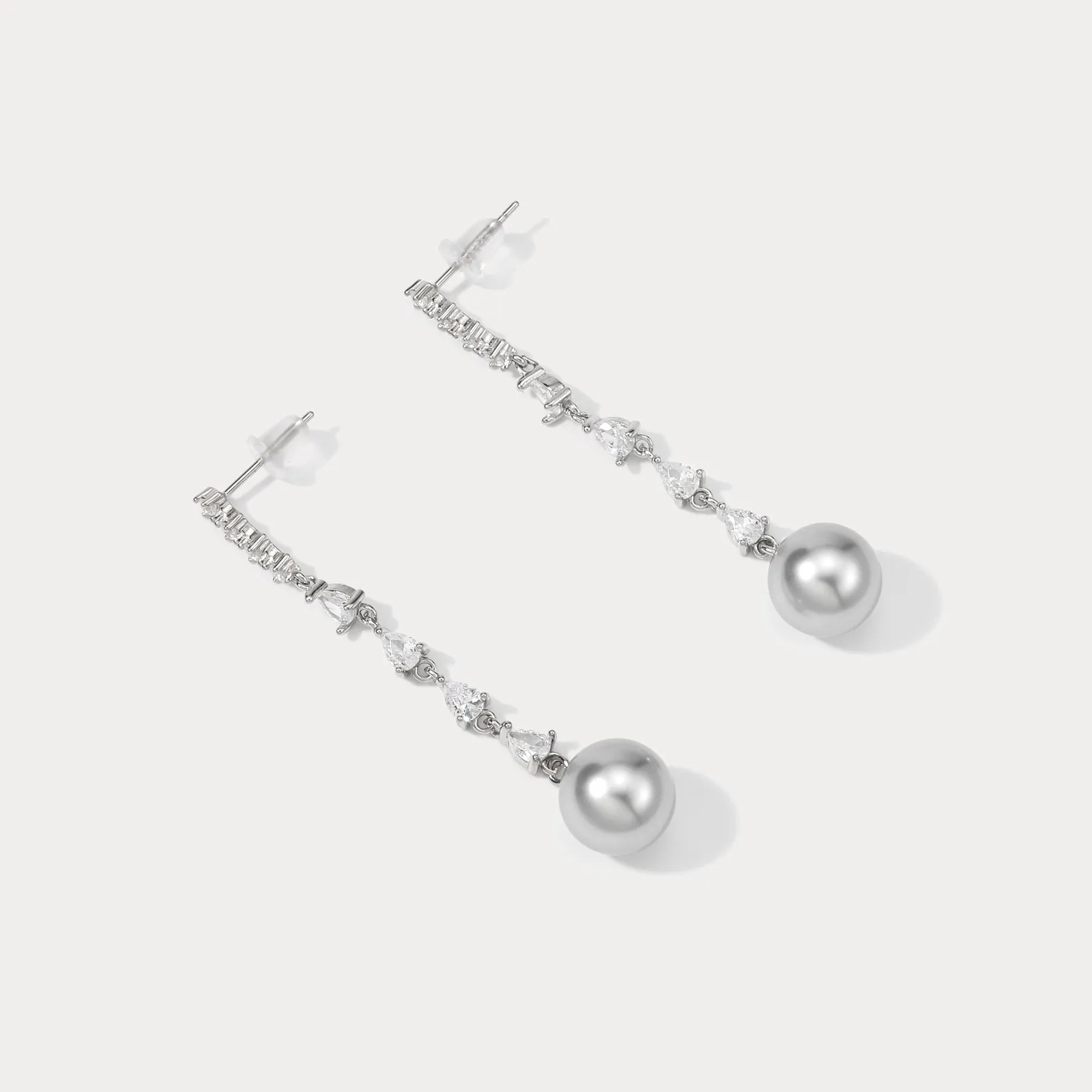 Pearl Diamond Drop Earrings sold by Selenichast product image thumbnail 4