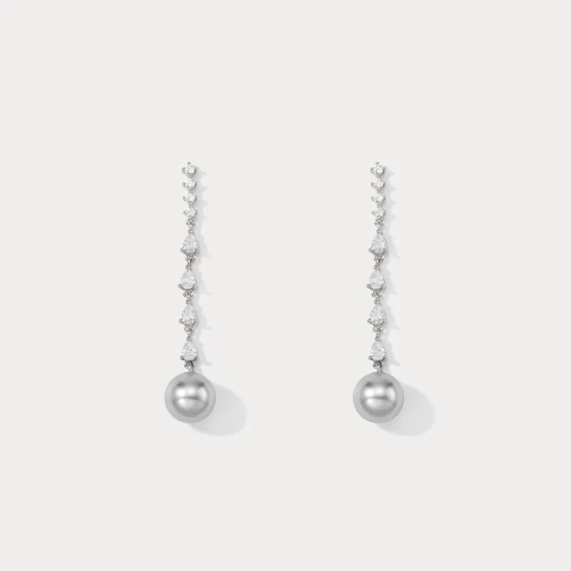 Pearl Diamond Drop Earrings sold by Selenichast
