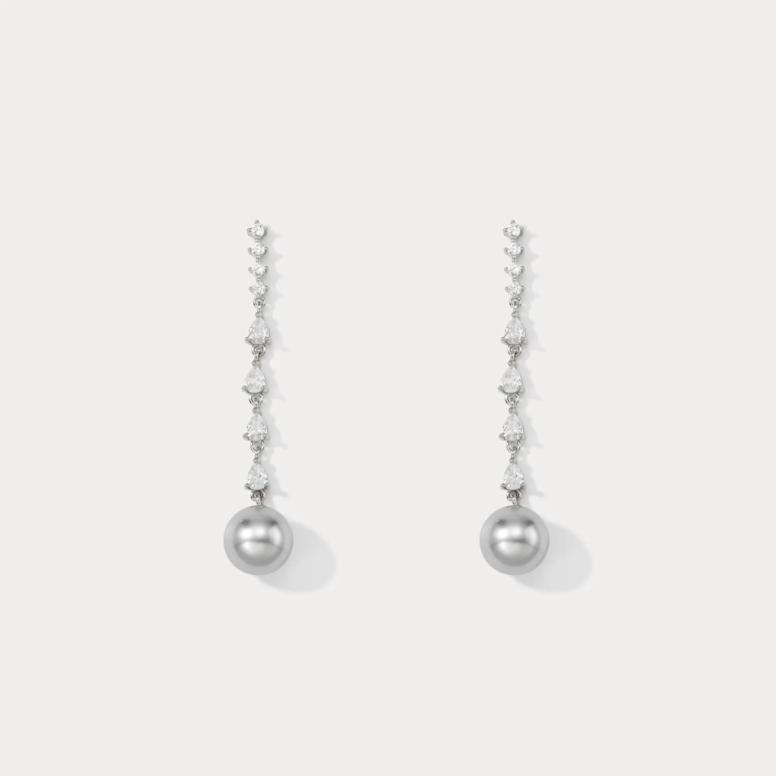 Pearl Diamond Drop Earrings sold by Selenichast