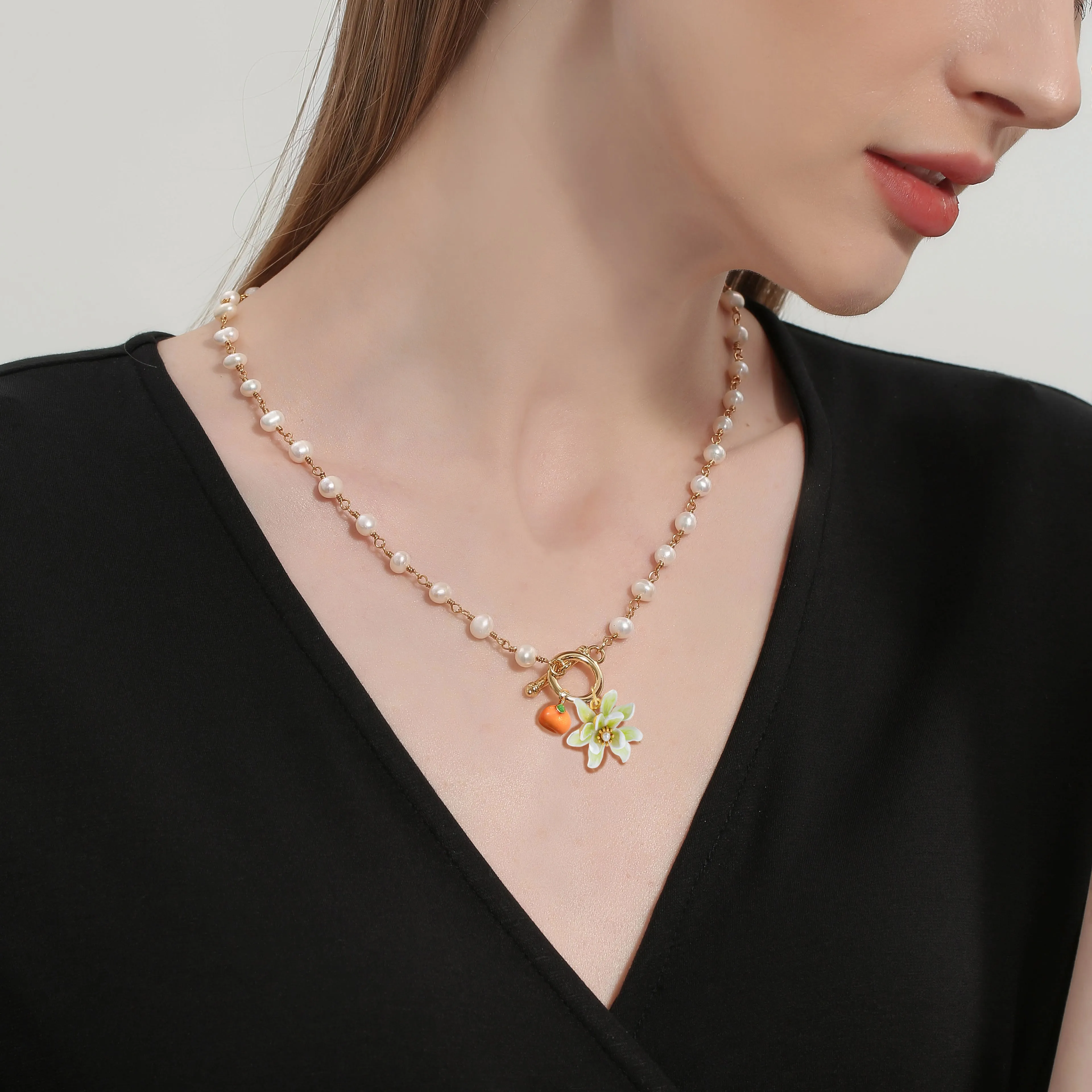 Orange Pearl Necklace sold by Selenichast product image thumbnail 5