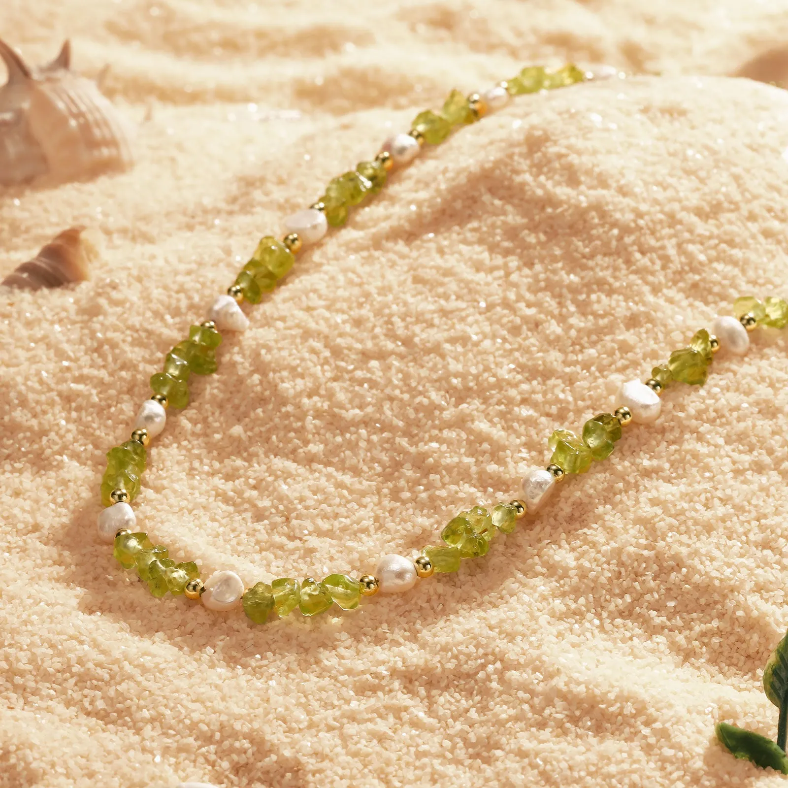 Pastel Green Chip Stone Beaded Necklace sold by Selenichast product image thumbnail 3