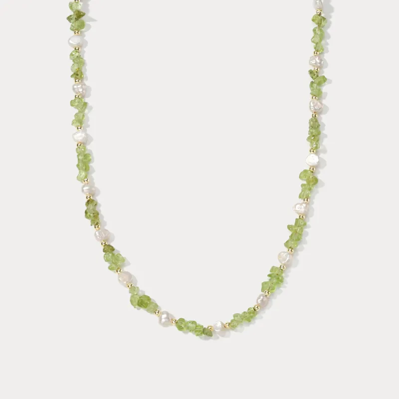 Pastel Green Chip Stone Beaded Necklace sold by Selenichast