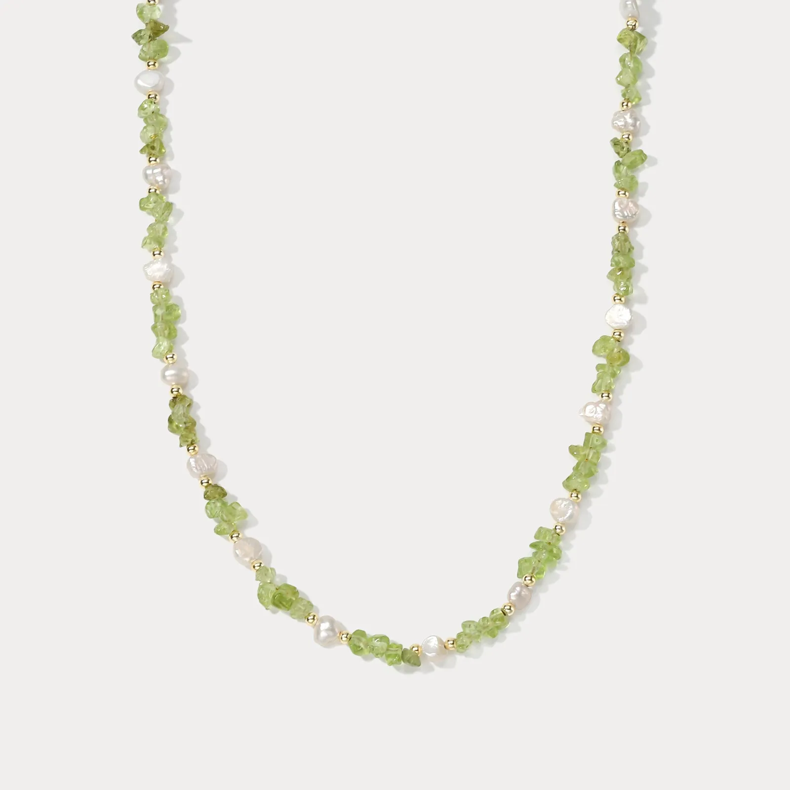 Pastel Green Chip Stone Beaded Necklace sold by Selenichast