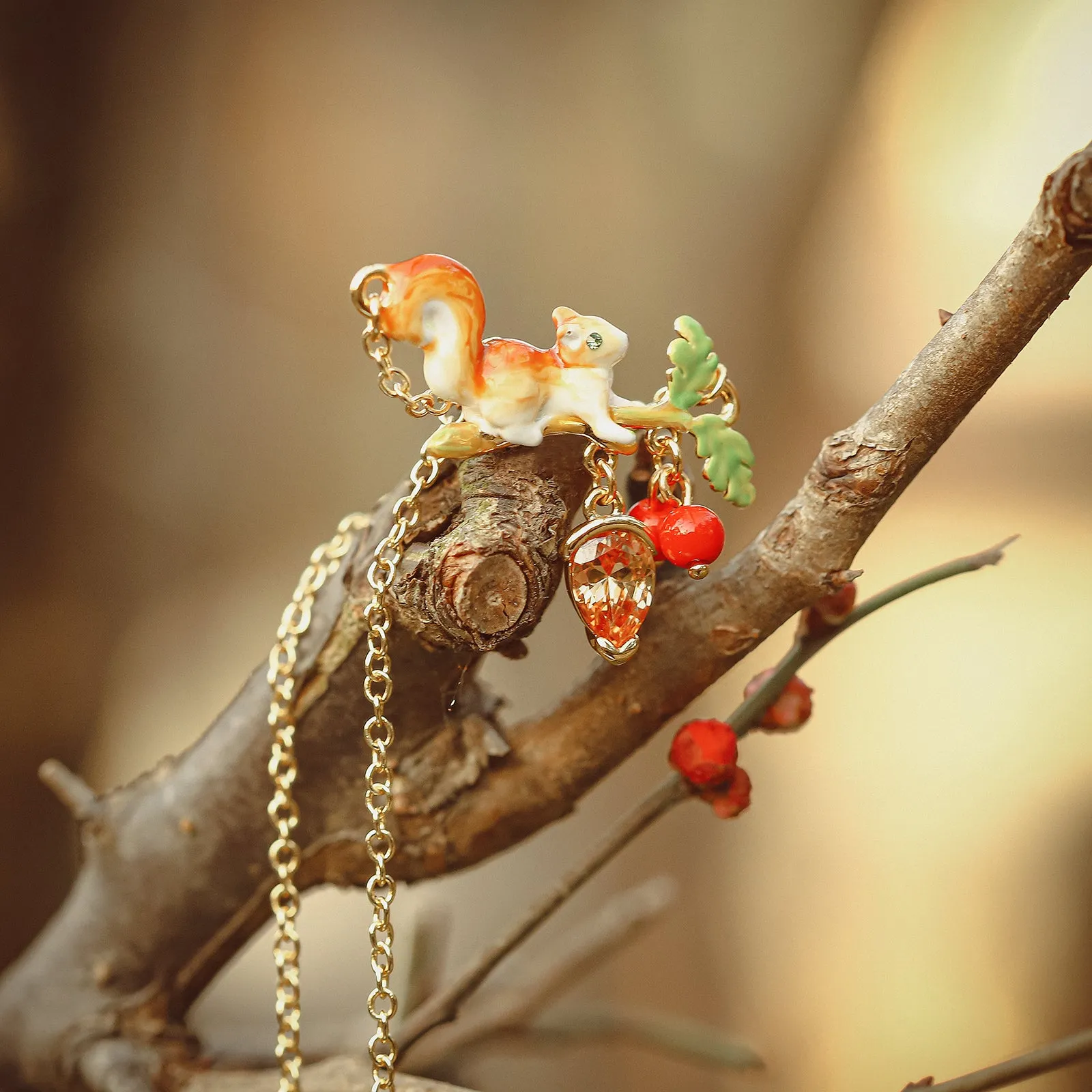 Squirrel Diamond Acorn Necklace sold by Selenichast product image thumbnail 5