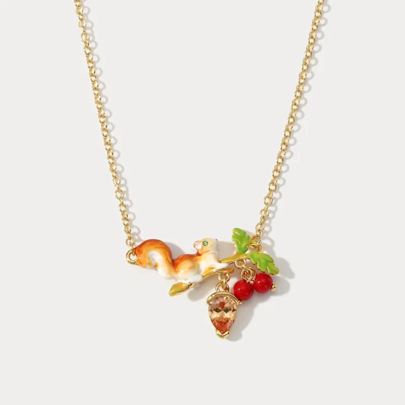 Squirrel Diamond Acorn Necklace sold by Selenichast