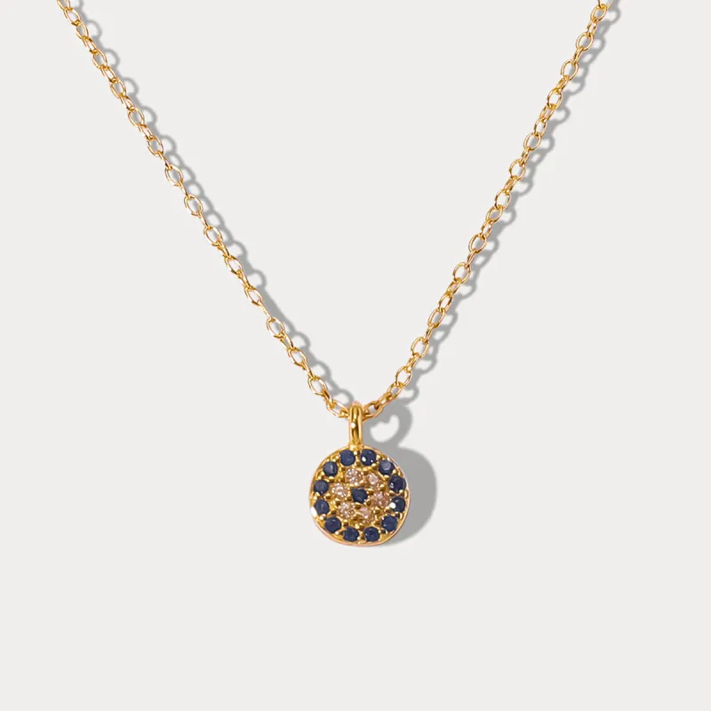 Sapphire Diamond Round Pendant Necklace sold by Selenichast