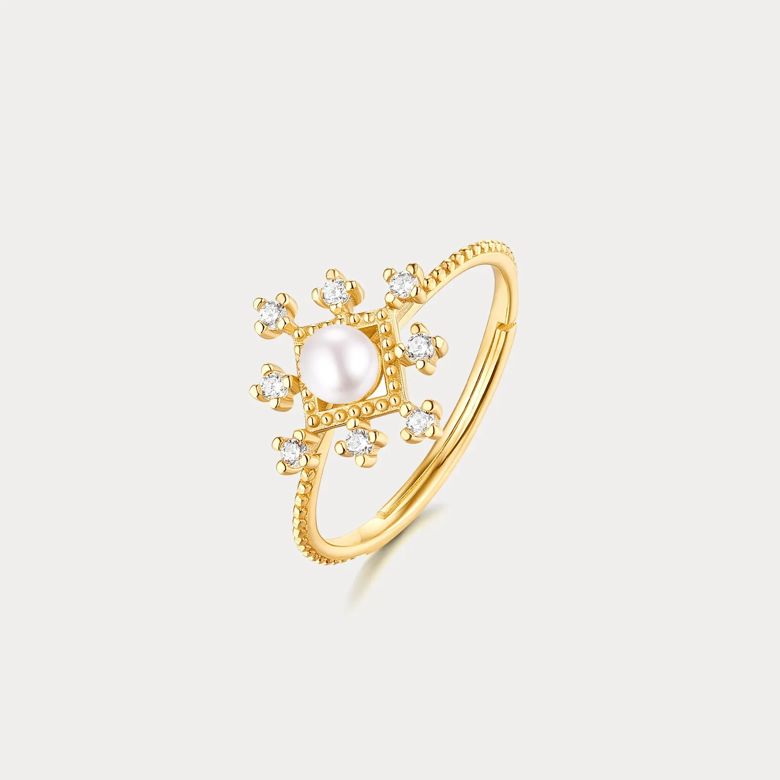 Gold Snowflake Pearl Ring sold by Selenichast product image thumbnail 2