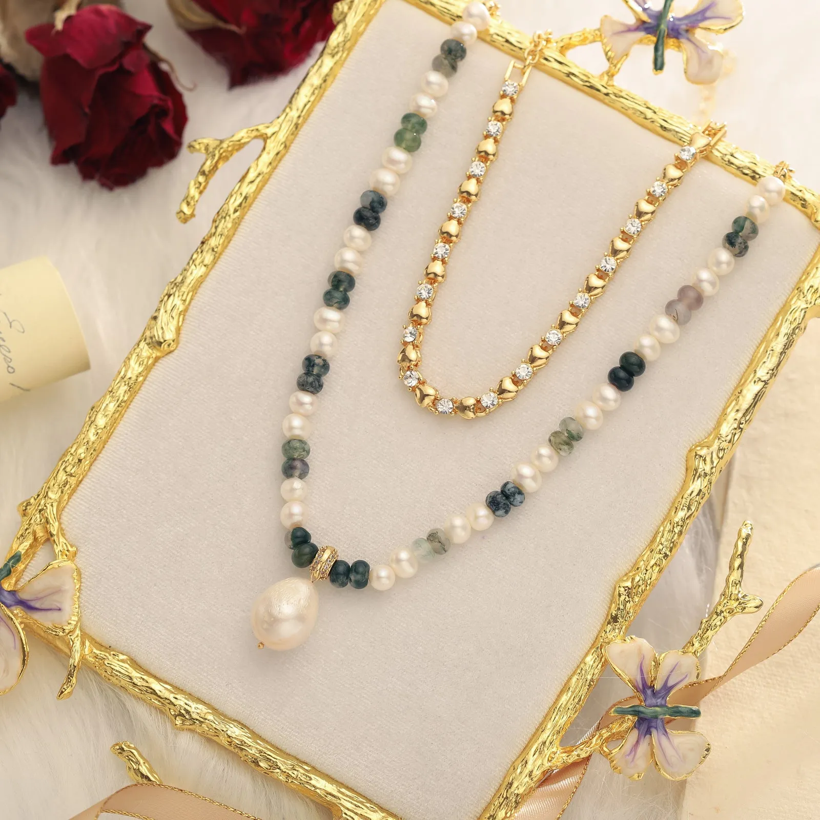 Turquoise Pearl Layered Necklace sold by Selenichast product image thumbnail 2